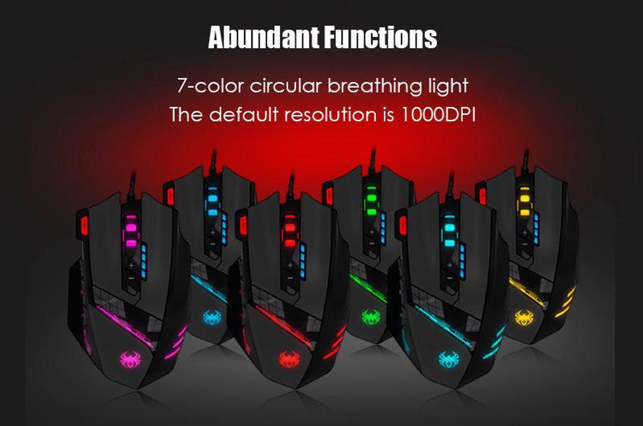 Alt view image 6 of 7 - Zelotes C-12 4000 DPI High-Precision Programmable Laser Gaming Mouse for PC, MMO FPS, 6 Side Buttons, 12 Programmable User Buttons, rgb LED Lighting (Black)