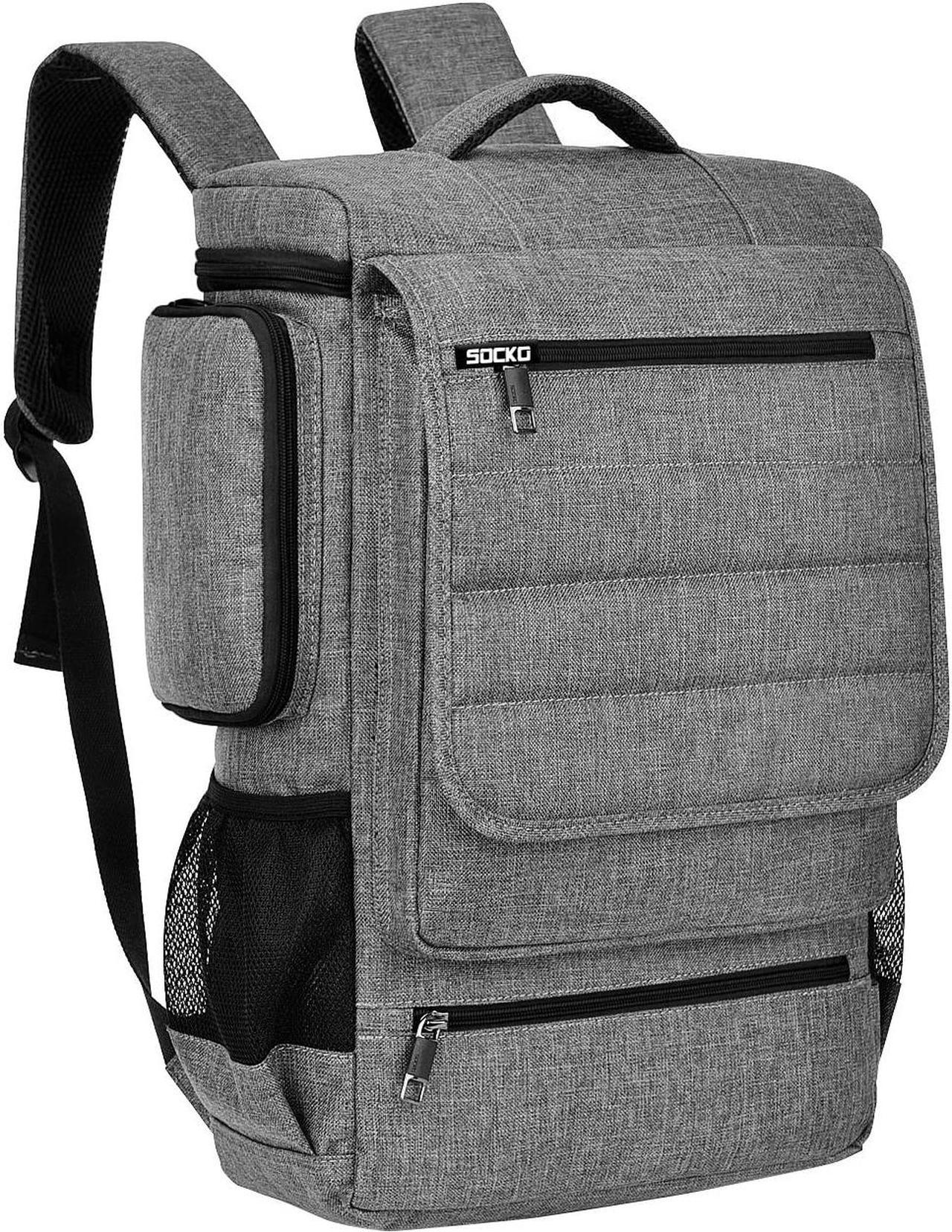 Jansicotek 17.3" Laptop Backpack Computer Backpack with Water-Repellent Oversize Case for Travel/Business-Gray