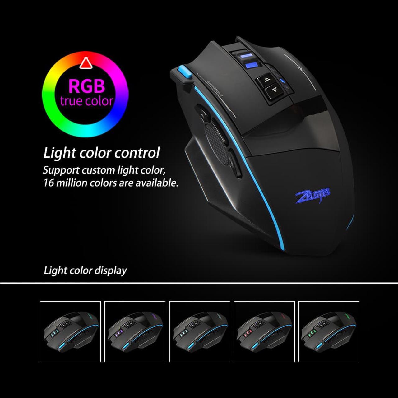 Alt view image 6 of 7 - Jansicotek Wired/Wireless Gaming Mouse Programmable Gaming Mouse with 4800 DPI and RGB Backlight for PC/Mac/Laptop , Black