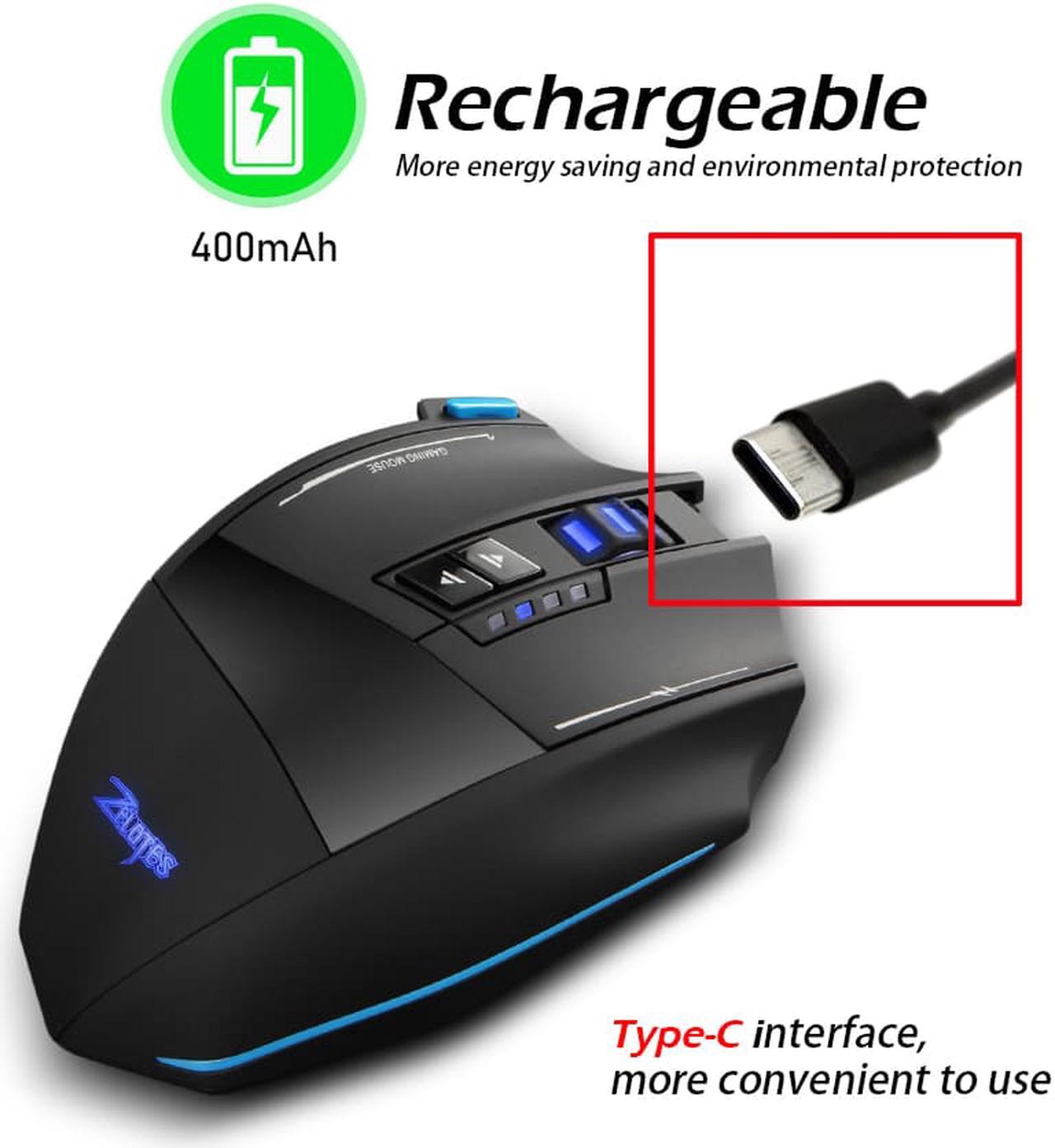 Alt view image 2 of 7 - Jansicotek Wired/Wireless Gaming Mouse Programmable Gaming Mouse with 4800 DPI and RGB Backlight for PC/Mac/Laptop , Black