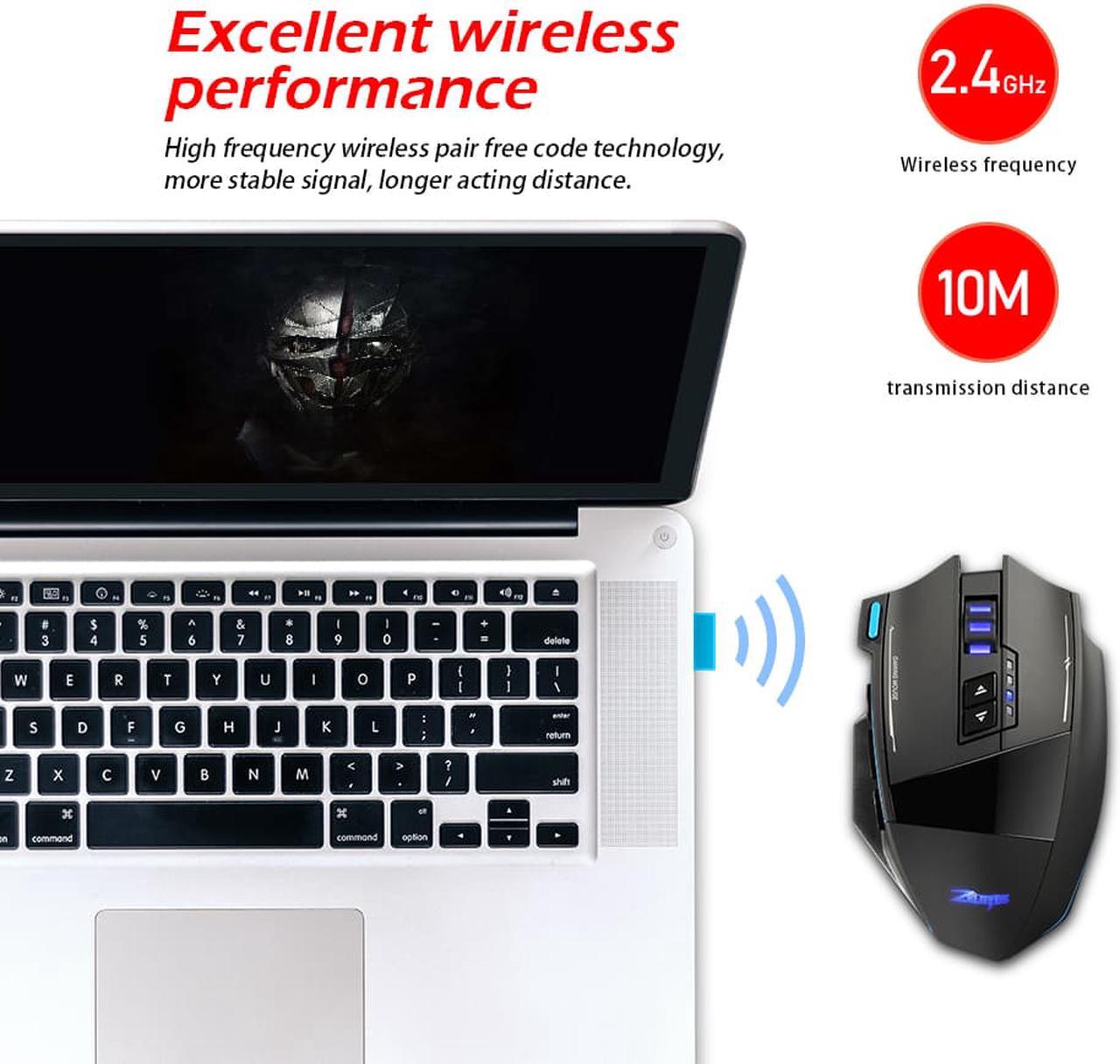 Alt view image 3 of 7 - Jansicotek Wired/Wireless Gaming Mouse Programmable Gaming Mouse with 4800 DPI and RGB Backlight for PC/Mac/Laptop , Black