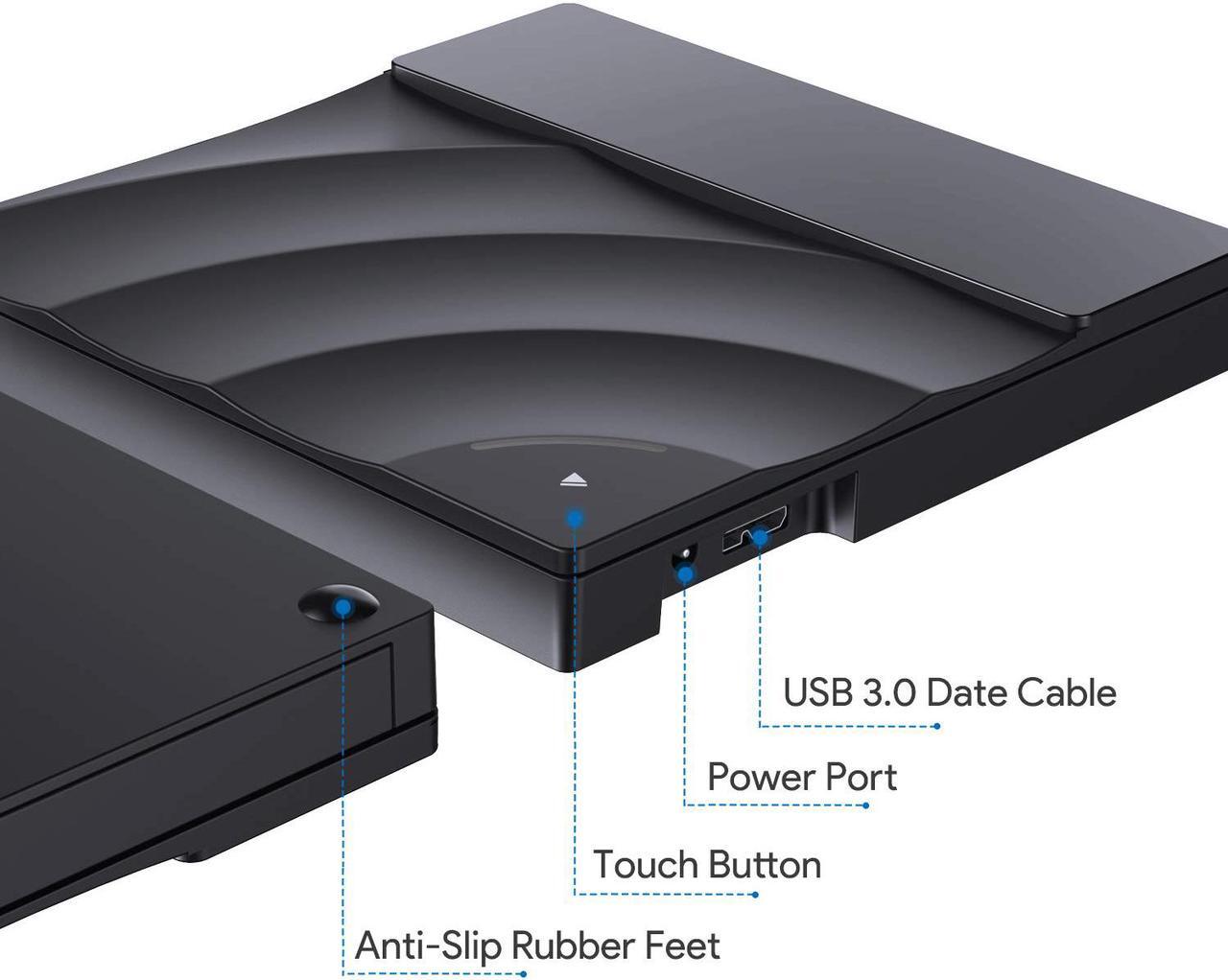 Alt view image 3 of 7 - Jansicotek External DVD Drive with Touch Sensitive Button, USB 3.0 Portable CD/DVD+/-RW Drive/ DVD Player for Laptop CD ROM Burner Compatible with Laptop Desktop PC Windows Linux OS Apple Mac