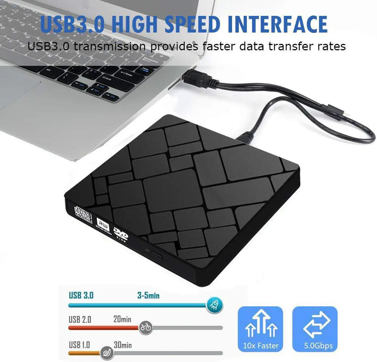 Alt view image 6 of 7 - Jansicotek External CD DVD Drive, USB 3.0 Type C Ultra-Slim Superdrive Optical Burner Writer Player CD DVD +/- RW, Compatible with Windows 10 8 7 XP Vista Mac OS System for Mac Pro Air iMac Laptop