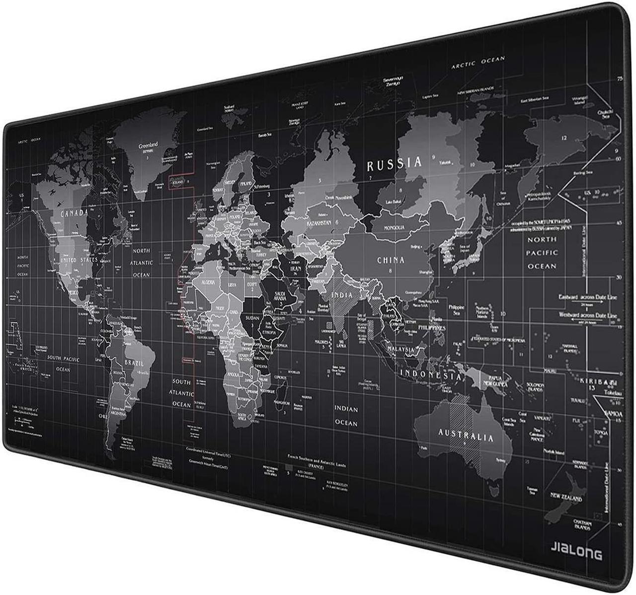 XL Gaming Mouse Pad Large Anti-Slip Rubber Base Size 800×300×2mm(31.50 X 11.81X 0.08inch) (World Map Pattern)