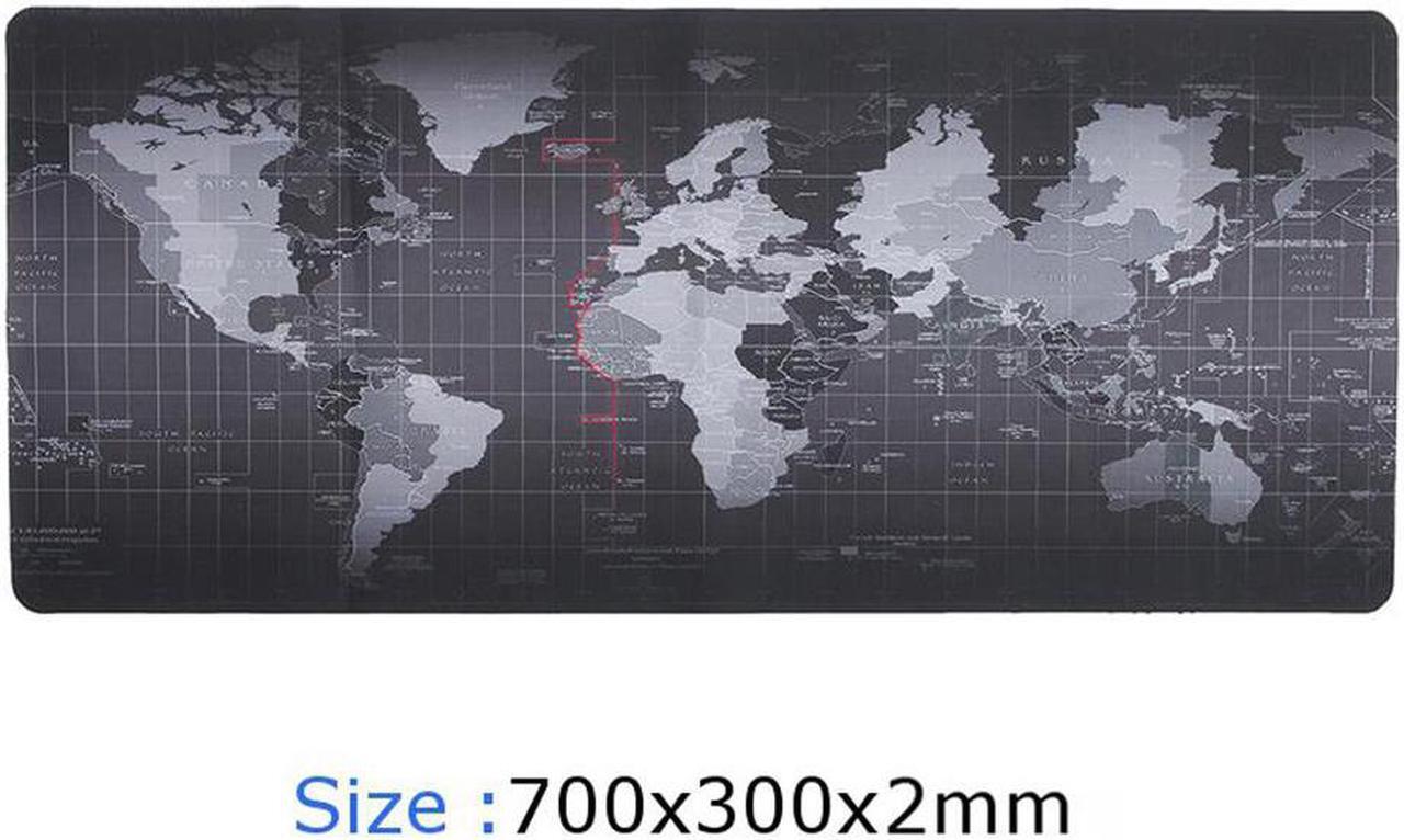 Main image of L 27.56 in * W 11.81 in Extended Large World Map Black Locking Edge Thicken Mouse Pads Mouse Mat Keyboard Mat