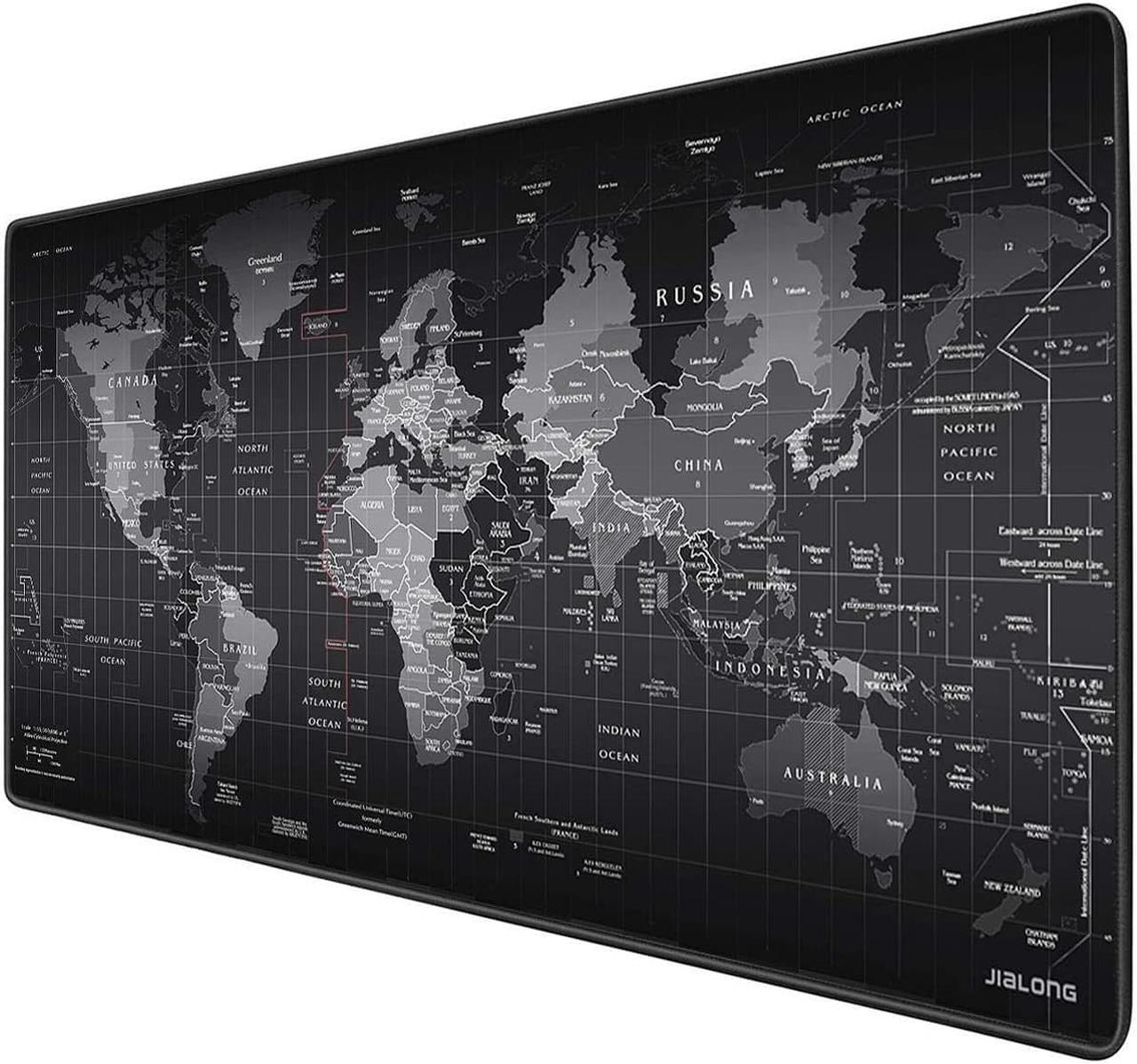 Alt view image 3 of 7 - Extended Large Size, Gaming Mouse Pad, Non-Slip Rubber Base, Large Size Desk Pad, Black World Map & Color Sewn (Black, XXL Size 31.50 X 15.75X 0.08inch)