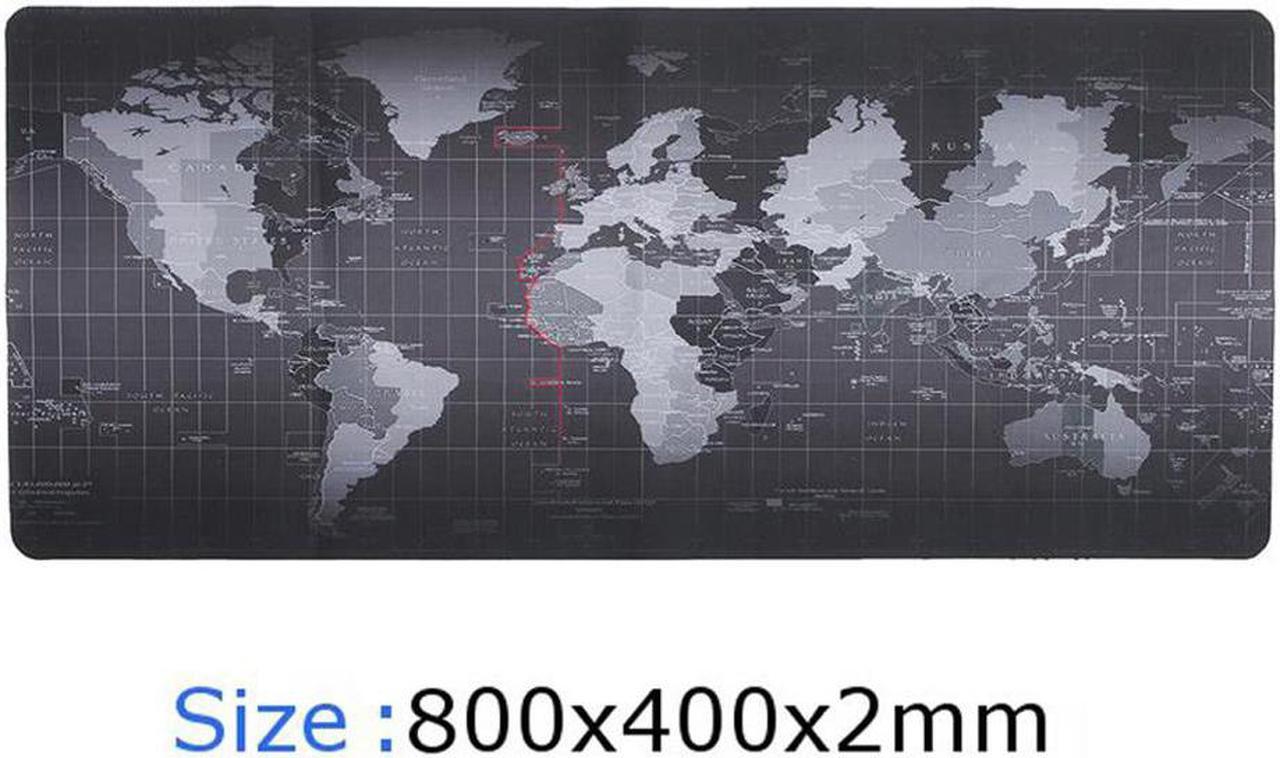 Main image of Extended Large Size, Gaming Mouse Pad, Non-Slip Rubber Base, Large Size Desk Pad, Black World Map & Color Sewn (Black, XXL Size 31.50 X 15.75X 0.08inch)