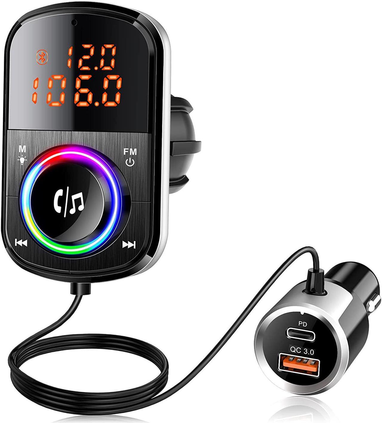 Main image of Jansicotek BC71 Bluetooth FM Transmitter for Car, Bluetooth Car Adapter MP3 Player FM Transmitter Receiver, Hands Free Calling, (QC3.0/18W) USB Ports + USB-C PD with LED Backlit Support SD Card