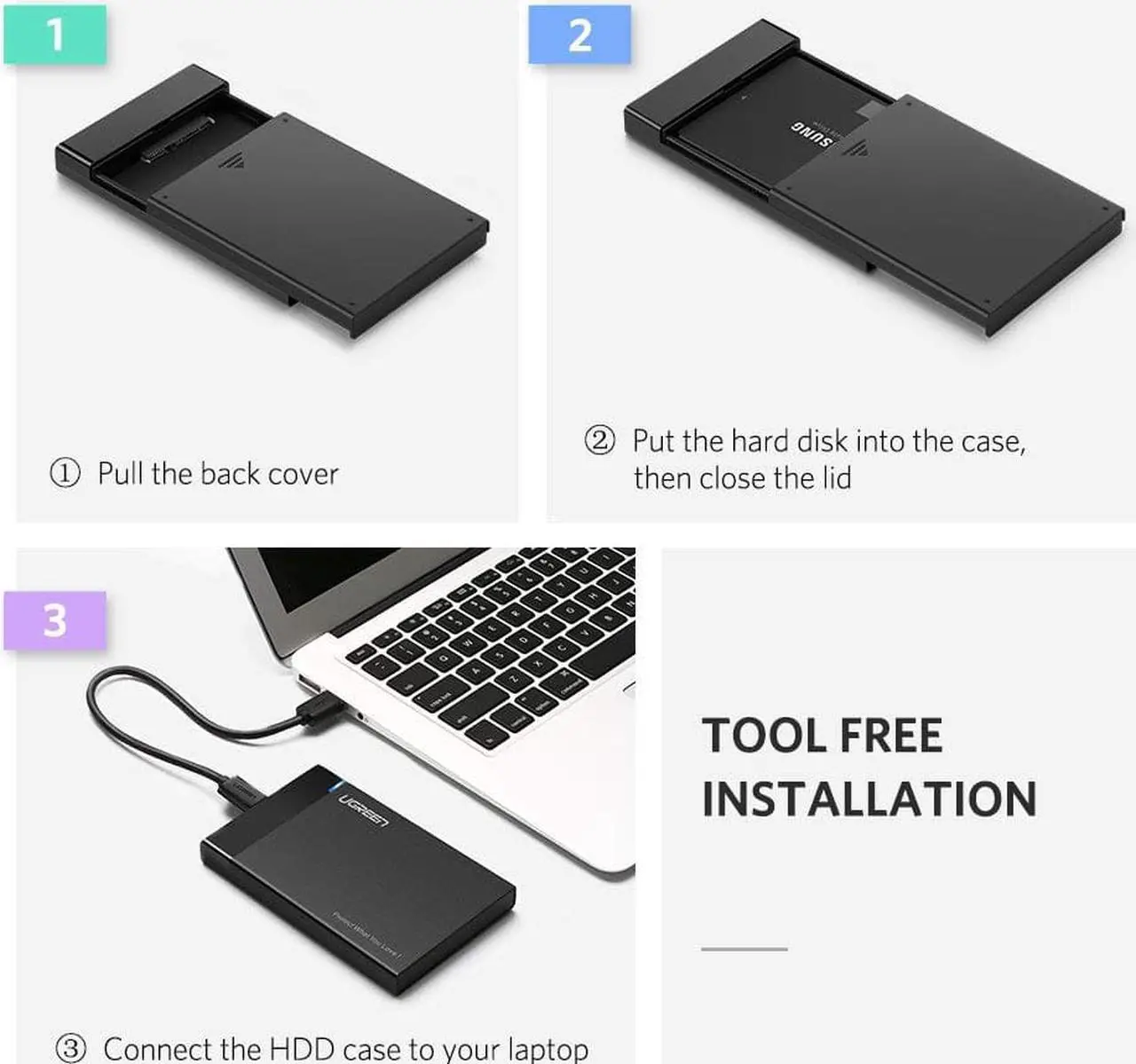 Alt view image 5 of 7 - Jansicotek USB-C 3.1 Gen2 HDD Case SATA USB 3.1 External Hard Drive Case Enclosure Support UASP Max 6TB for 2.5 SSD SATA Seagate, WD, Toshiba