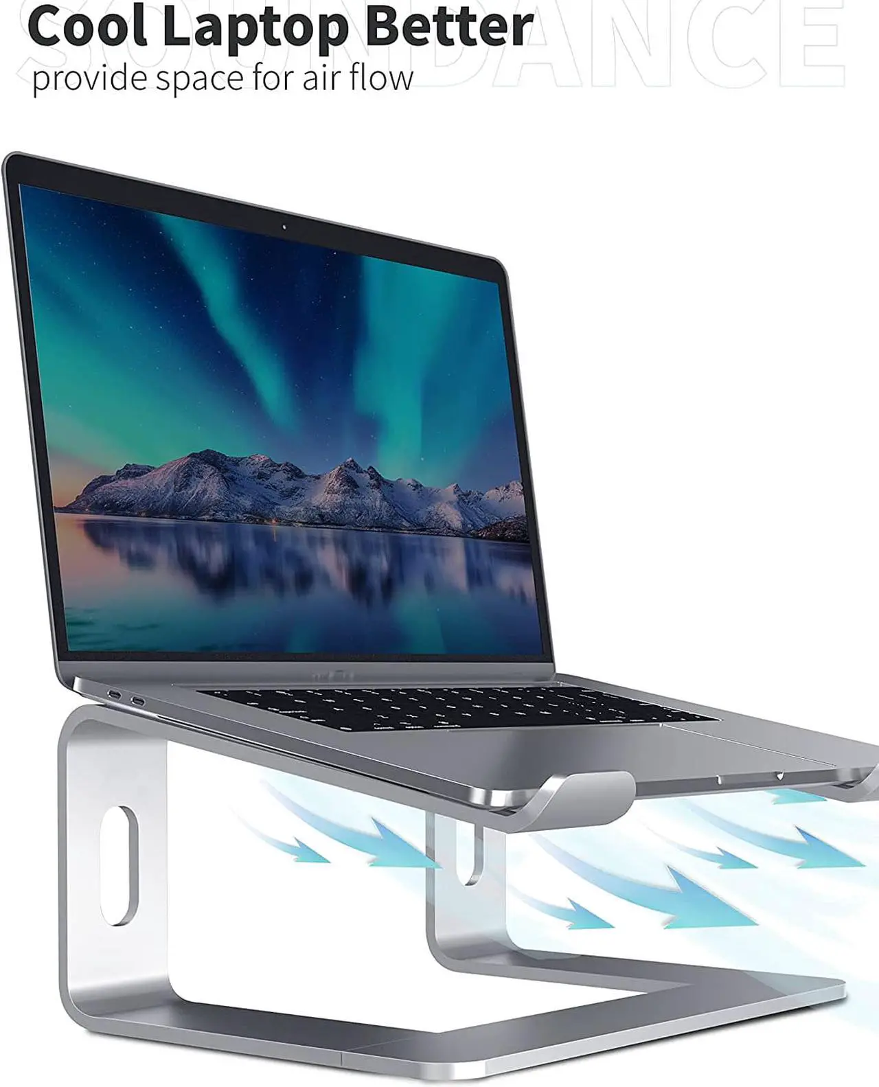 Alt view image 4 of 7 - Jansicotek Laptop Stand – Adjustable and Portable Laptop Stand – Compatible with MacBook Pro Air,Dell, HP, Lenovo,Samsung,10-16'' Notebook Stand (Silver)