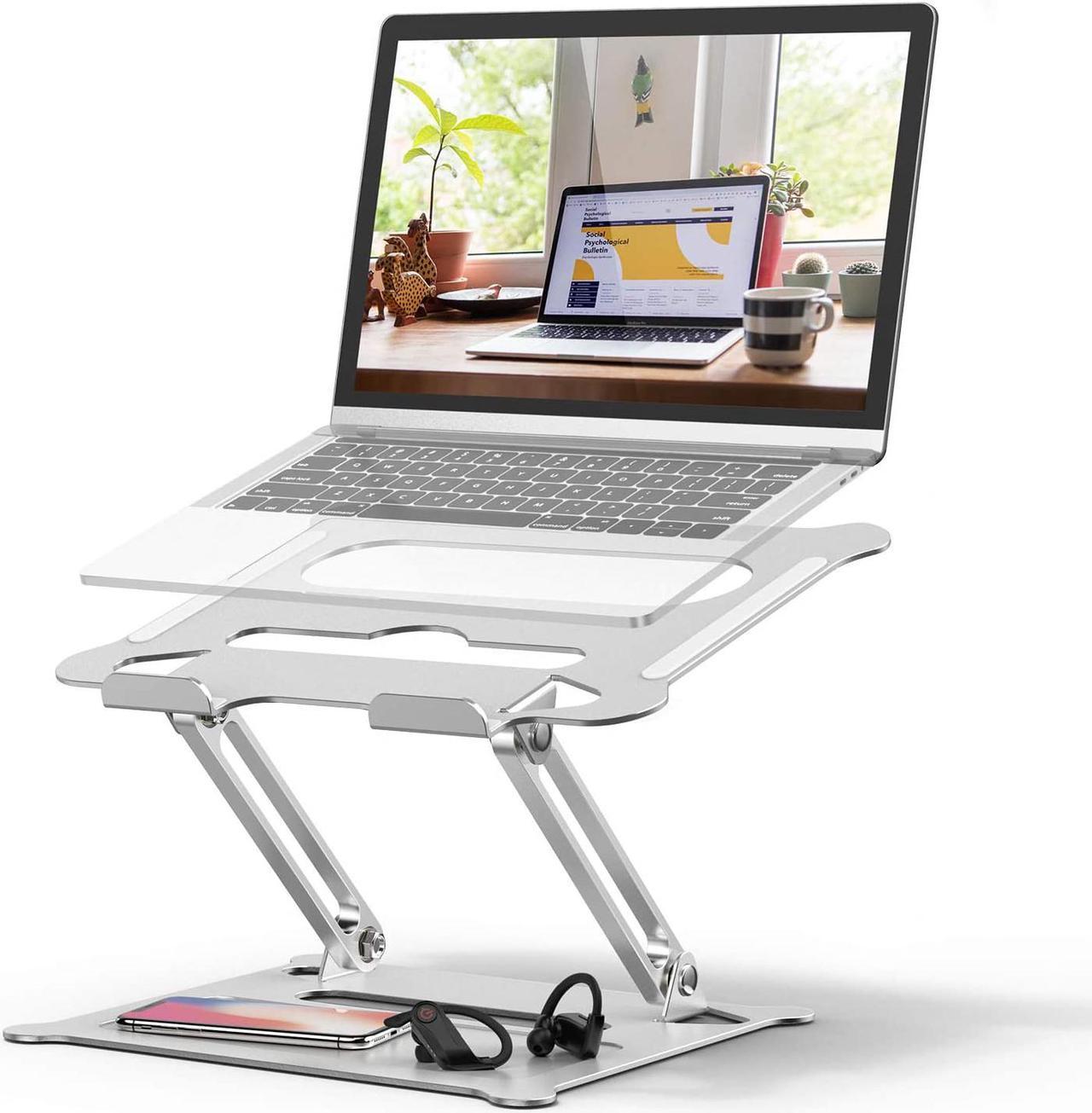 Adjustable Laptop Stand for Desk, Jansicotek Computer Stand for Laptop, Ergonomic Aluminum Laptop Riser Stand for 10-17 inch Laptop, Z19-Silver