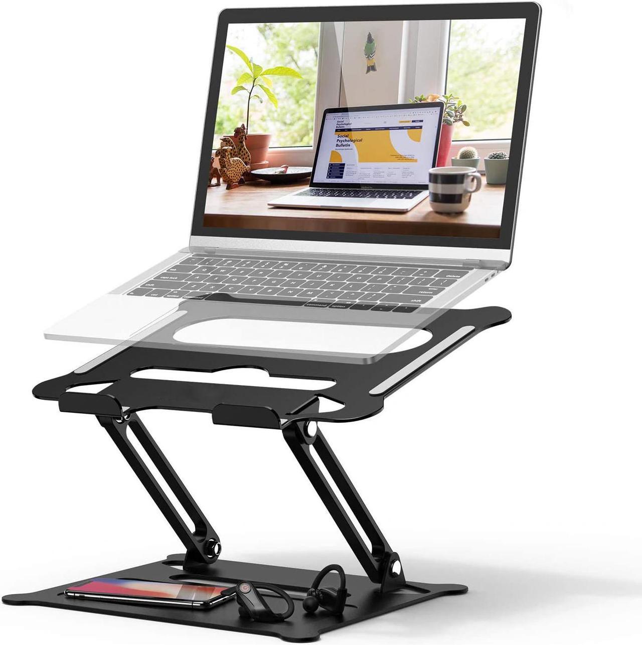 Jansicotek Laptop Stand, Adjustable Aluminum Ergonomic Foldable Portable Desktop Holder,Compatible with MacBook Air Pro, Dell XPS, Lenovo More 10-17" Laptops & Tablet, Z19-Black