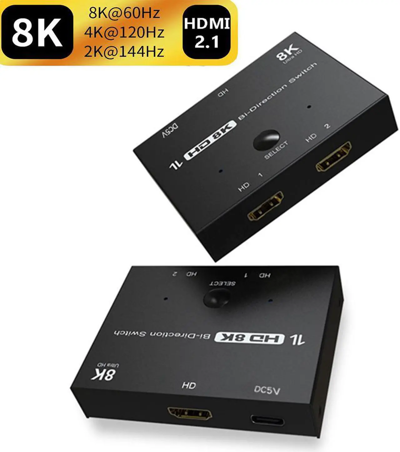 Main image of Bi-Direction 8K HDMI Switcher, High Speed 48Gbps 2 in 1 out/1 in 2 out Splitter 8K@60Hz 4K@120Hz Directional 2.1 Converter for PS4 TV Box HDTV Xbox Projector