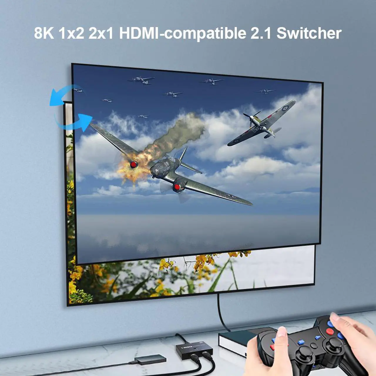 Alt view image 7 of 7 - Bi-Direction 8K HDMI Switcher, High Speed 48Gbps 2 in 1 out/1 in 2 out Splitter 8K@60Hz 4K@120Hz Directional 2.1 Converter for PS4 TV Box HDTV Xbox Projector