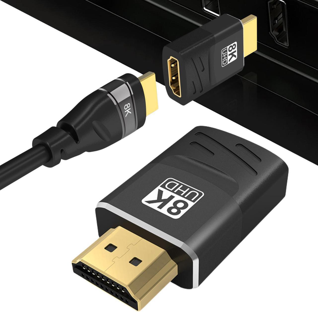 HDMI Male to Female Adapter Coupler HDMI 2.1 Cable Extension Extender 8K@60Hz 4K@120Hz Black