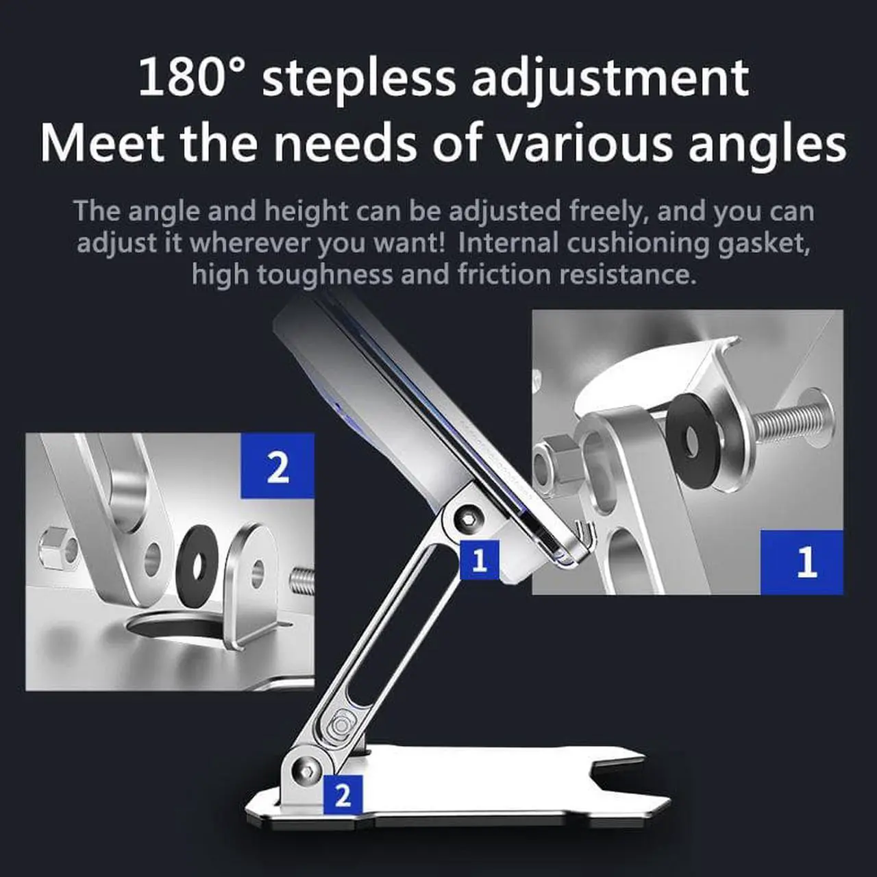 Alt view image 4 of 7 - Adjustable Tablet Stand - Jansicotek Aluminum Cooling Computer Stand [Update Version] Stand, Holder with 4 High-speed Cooling Fan for Apple MacBook Air, MacBook Pro, All 9-13.3'' Tablets Notebooks