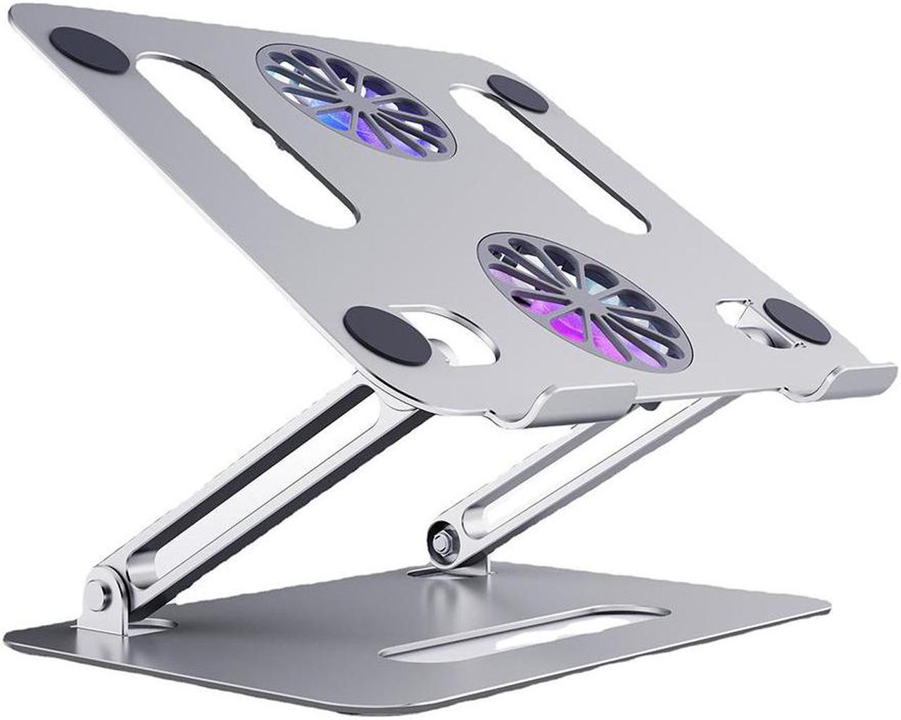 Laptop Tablet Stand,Aluminum Foldable Computer Stand with Dual High-speed Cooling Fan, Ergonomic Adjustable Laptop Cooling Pad Compatible with All Laptop Tablets 11-17.3" Laptop Tablets MacBook Pro