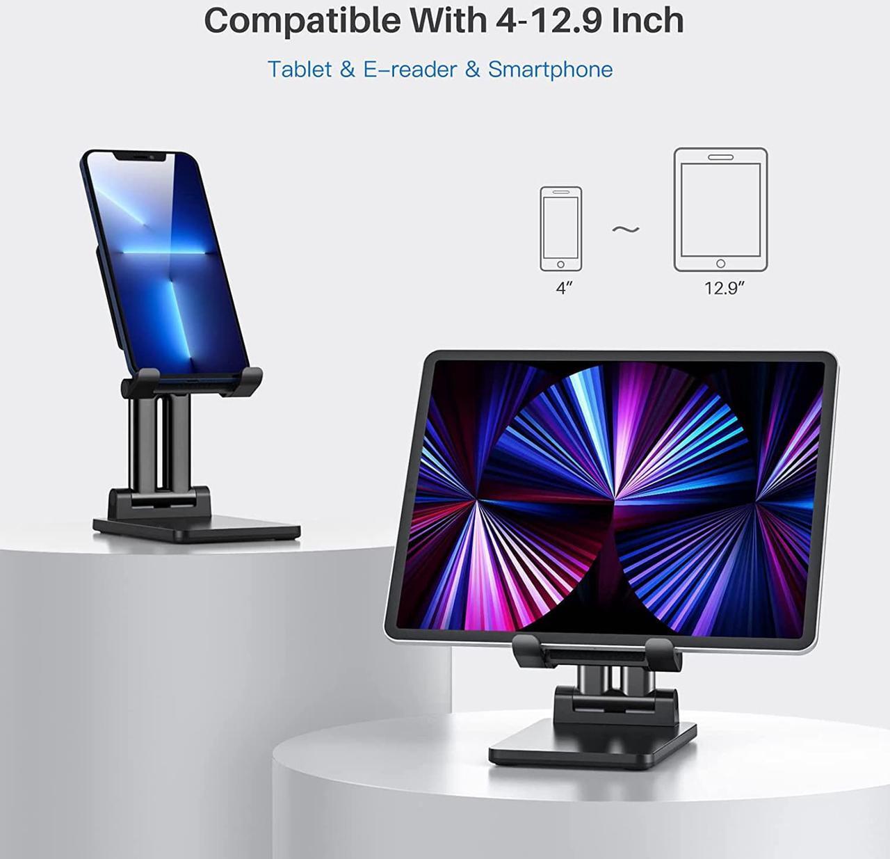 Alt view image 4 of 7 - Cell Phone Stand Holder, Foldable Desktop Phone Stand, Extensiable Anti-Slip Base and Height Angle Adjustable Desk Phone Holder for 4-12.9'' iPad, Kindle, Mobile Phone, Tablet and Switch