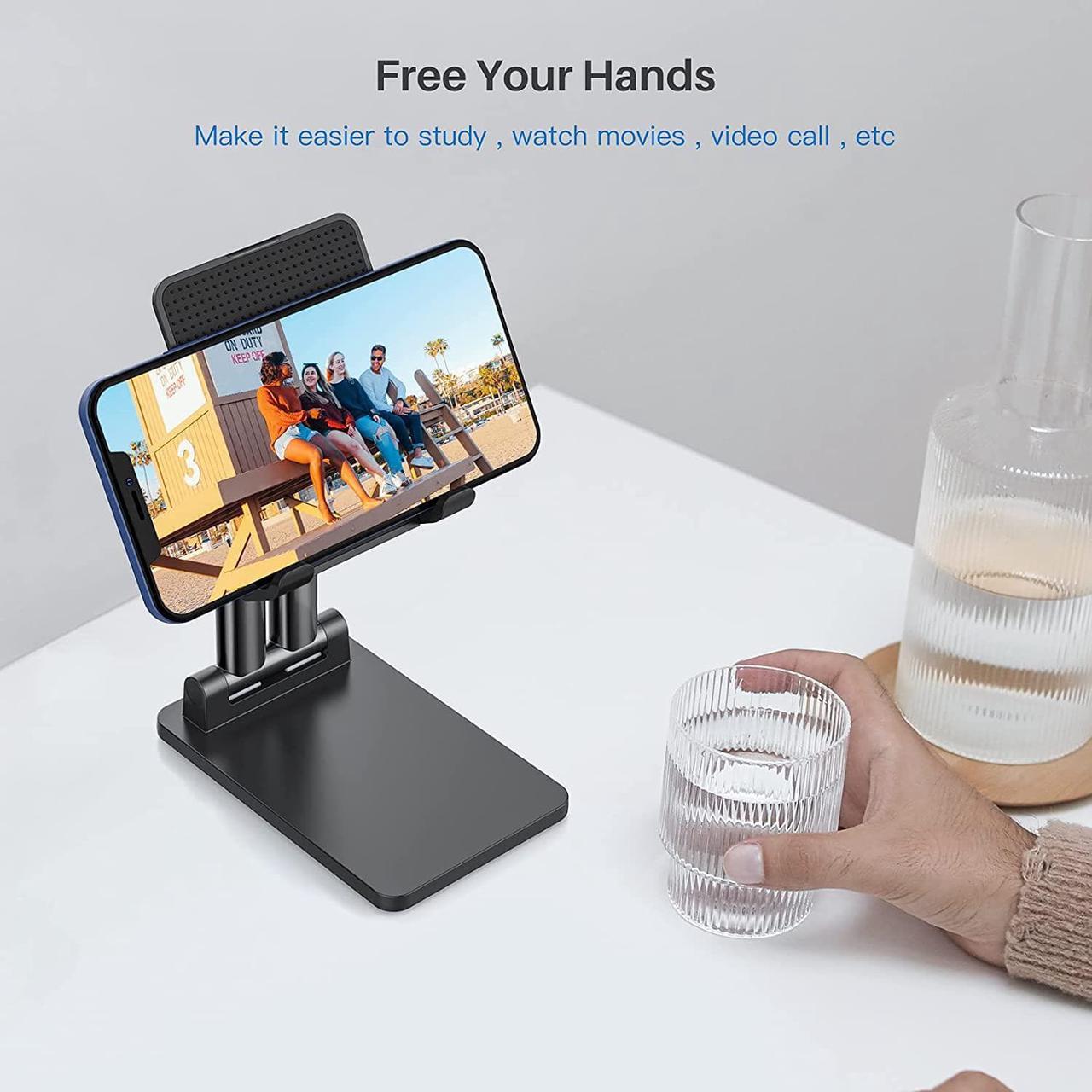 Alt view image 6 of 7 - Cell Phone Stand Holder, Foldable Desktop Phone Stand, Extensiable Anti-Slip Base and Height Angle Adjustable Desk Phone Holder for 4-12.9'' iPad, Kindle, Mobile Phone, Tablet and Switch