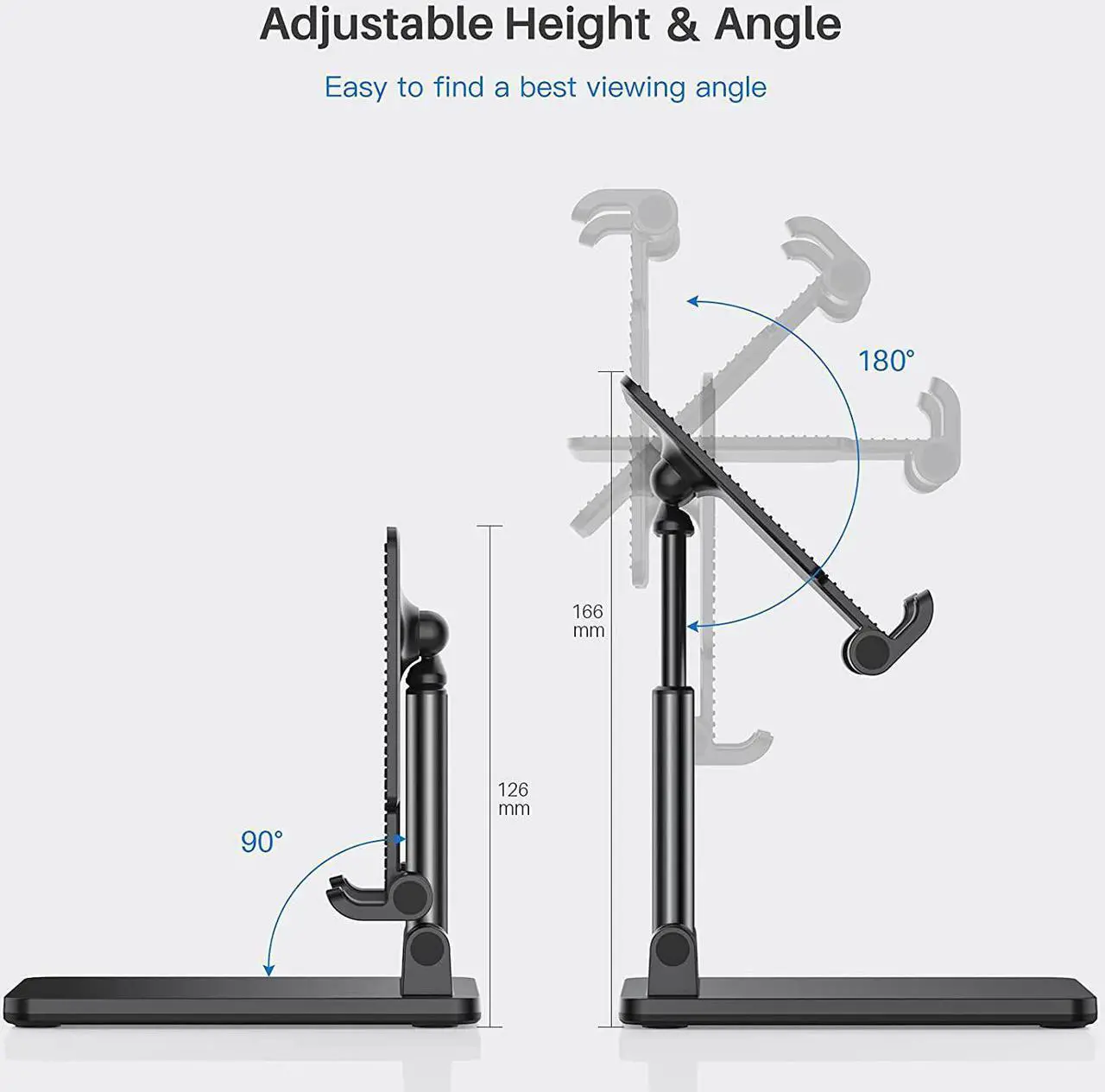 Alt view image 3 of 7 - Cell Phone Holder, Adjustable Desktop Cell Phone Stand Cradle Dock Compatible Tablet StandiPhone Stand ipad Foldable Phone Stand for Desk Thick Case Phone 4-12.9'' iPhone 13,iPad,Tablet, Kindle
