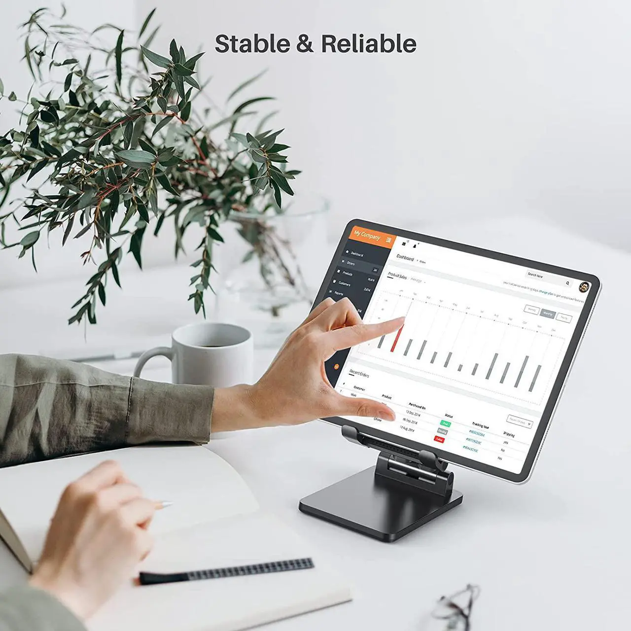 Alt view image 5 of 7 - Cell Phone Holder, Adjustable Desktop Cell Phone Stand Cradle Dock Compatible Tablet StandiPhone Stand ipad Foldable Phone Stand for Desk Thick Case Phone 4-12.9'' iPhone 13,iPad,Tablet, Kindle