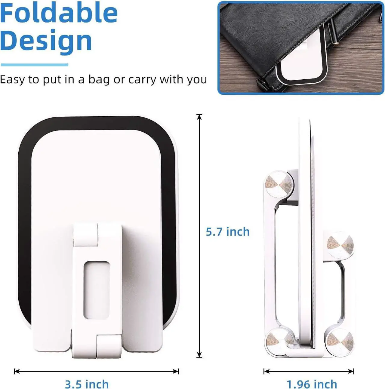 Alt view image 2 of 7 - Upgraded Cell Phone Holder, Adjustable Desktop Cell Phone Stand Cradle Dock Foldable Phone Stand Compatible with 4-12.9 Inches iPhone X Xs 11 12 13 Pro Max XR SE/iPad/Kindle/Tablet, White
