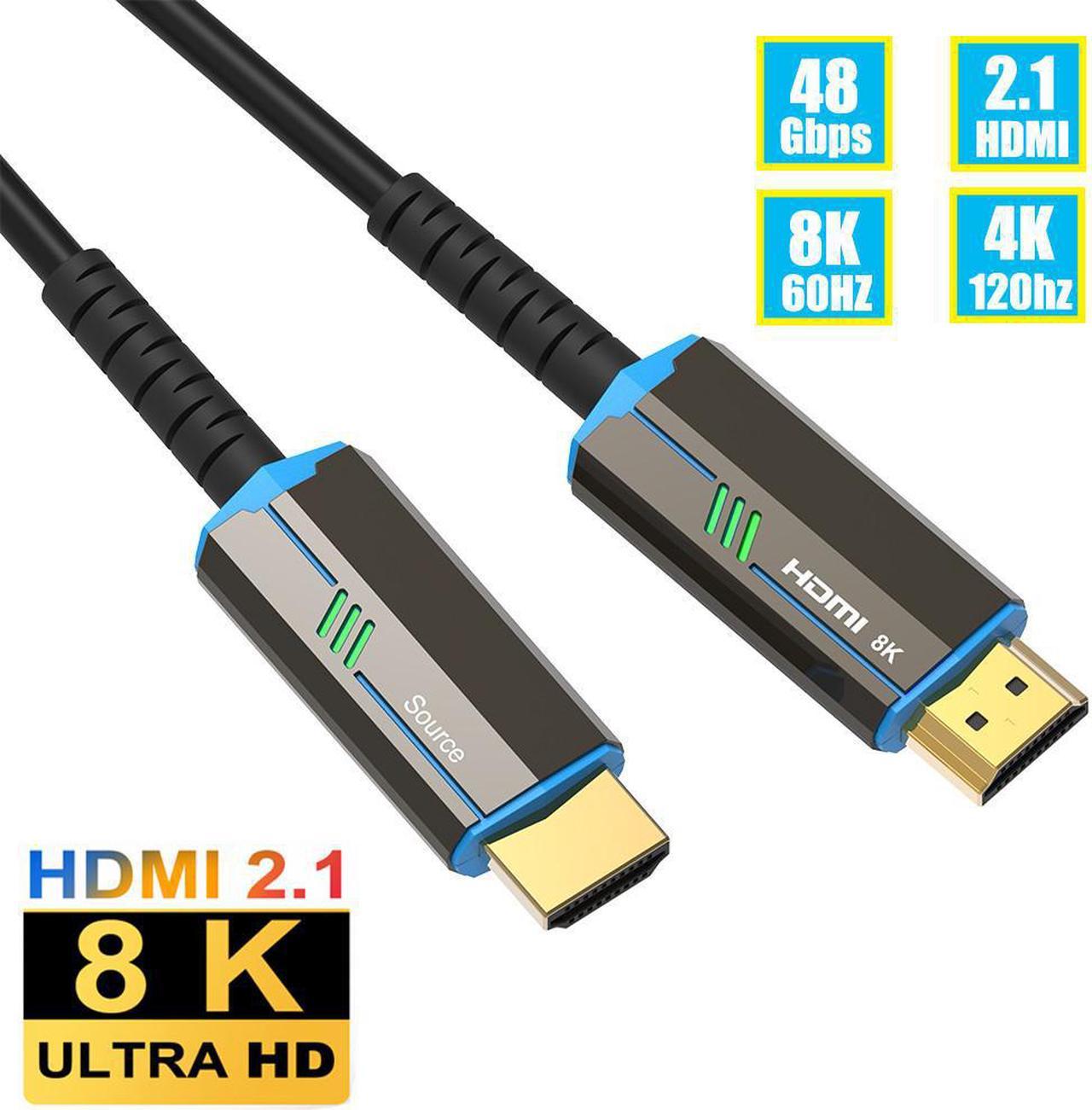 8K Fiber Optic HDMI 2.1 Cable 100 FeetCertified Active Optical HDMI Cord for 8K@60Hz 4K 2K Dynamic HDR ARC HDCP2.2 4:4:4 3D,Compatible PS5/PS4,Ultra HD TV