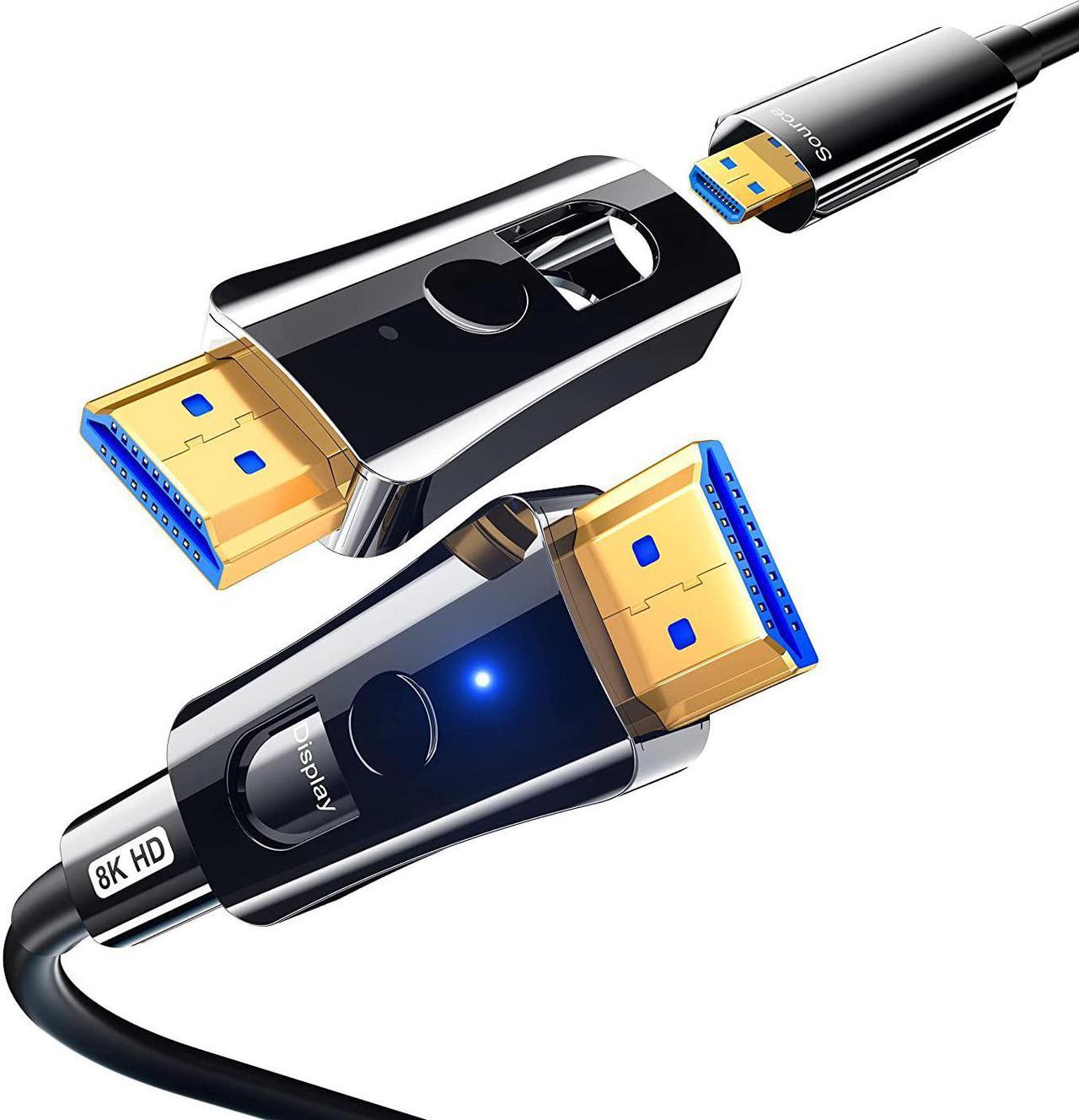 8K Long Fiber HDMI Cable 33ft in Wall, Slim Flexible HDMI 2.1 Fiber Optic Cable Supports 48Gbps 8K@60Hz 4K@120Hz Dynamic HDR/eARC/HDCP 2.2/3D, High Speed HDMI Fiber Optic Cable for Projector/HDTV