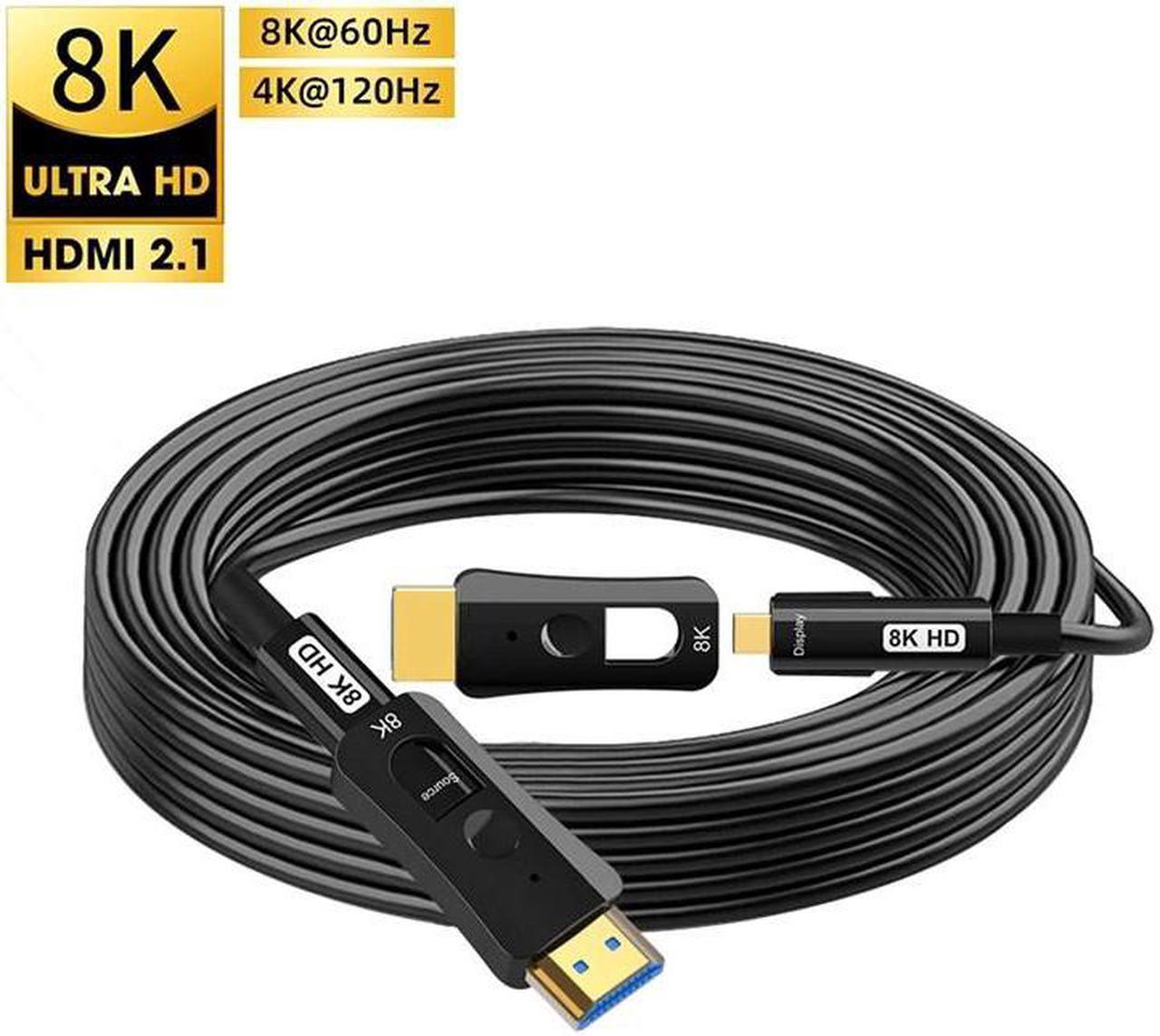 100FT Long Optic Fiber HDMI(Micro-HDMI) 2.1 Cable,8K@60Hz 4K@120Hz Dynamic HDR 10, eARC, HDCP2.2, 4:4:4 7680x4320 Resolution, 48Gbps Optical Fiber HDMI 2.1 Cable for PS5/8K TV/LG TV