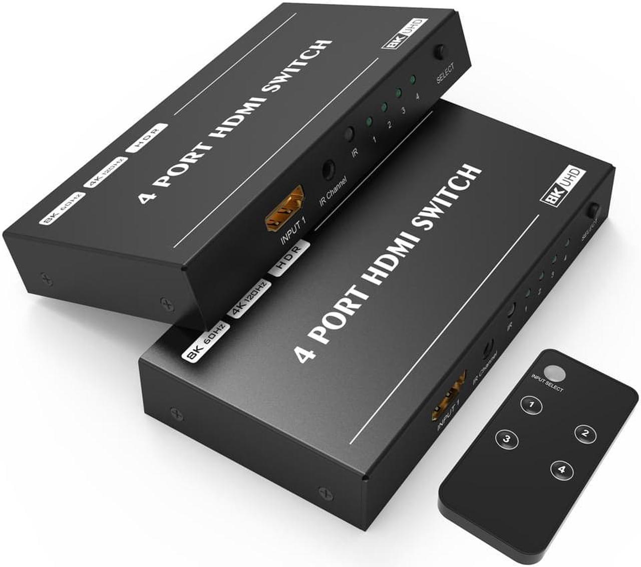 Jansicotek 4K@120Hz 8K@60Hz Ultra HDMI 8K Directional Switch Splitter with Remote Control 4in 1out High Speed 48Gbps Converter Compatible with Xbox X PS5 Projectors Monitors