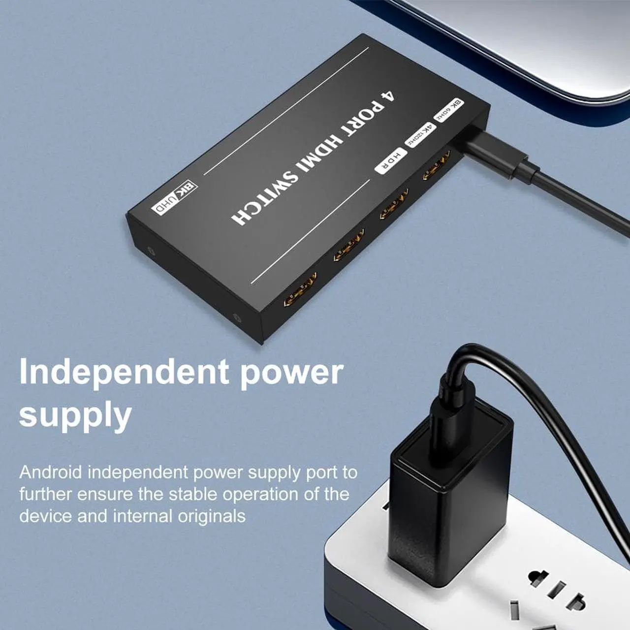 Alt view image 4 of 7 - Jansicotek Aluminum Shell HDMI 2.1 Switch 8K Directional 8K@60Hz 4K@120Hz 1440P@165Hz 1080P@240Hz 4in 1out High Speed 48Gbps eARC Converter with Remote Control Compatible with Xbox X PS5