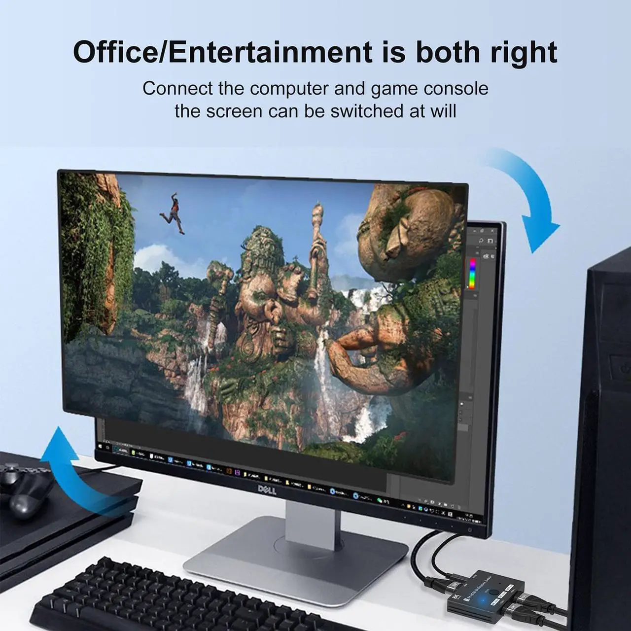 Alt view image 7 of 7 - HDMI 2.1 Switch 8K Ultra HD 2In 1Out/1In 2Out Bi-Directional Switcher  8K@60Hz 4K@120Hz 48Gbps with Switch Button Compatible with PS5 Xbox Set-top Box etc More