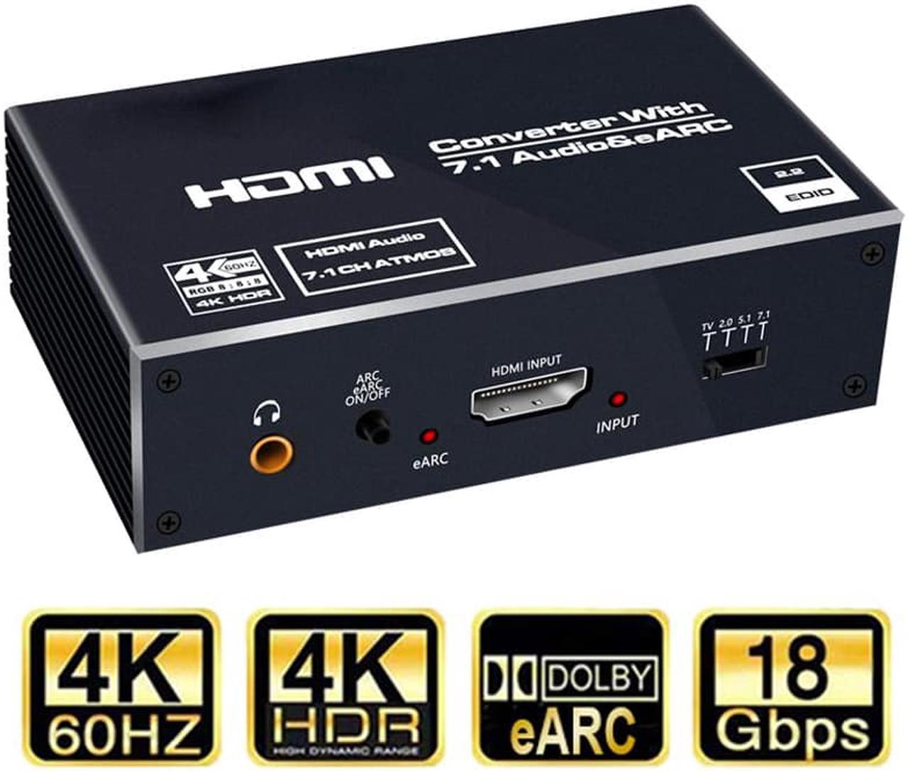 Main image of Jansicotek 4K@60Hz HDMI Audio Extractor with 7.1CH Atmos,  HDMI to HDMI + Optical Toslink SPDIF + 3.5mm Audio Jack + Coaxial + 7.1Ch Out Splitter Converter Adapter