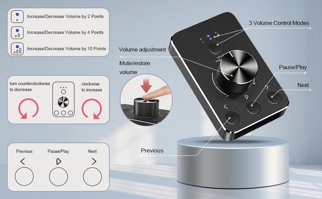 Alt view image 4 of 7 - USB Volume Control Multimedia Controller Knob PC Volume Control Knob Speaker Audio Multimedia Volume Remote Control Adjuster with One Key Mute Function Support Win7/8/10/XP/Mac/Vista/Android/iOS