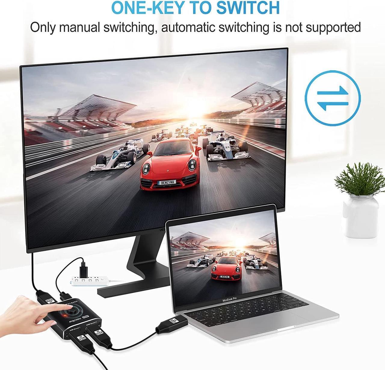Alt view image 4 of 7 - 8K HDMI Switch,Jansicotek HDMI Switcher 2 in 1 Out, HDMI 2.1 Switch Support 8K@60hz and 4K@120hz, Compatible with Xbox X, PS5, Blu-Ray Player, 8K UHD TV, Monitor and Projector (OZ8Q2B)
