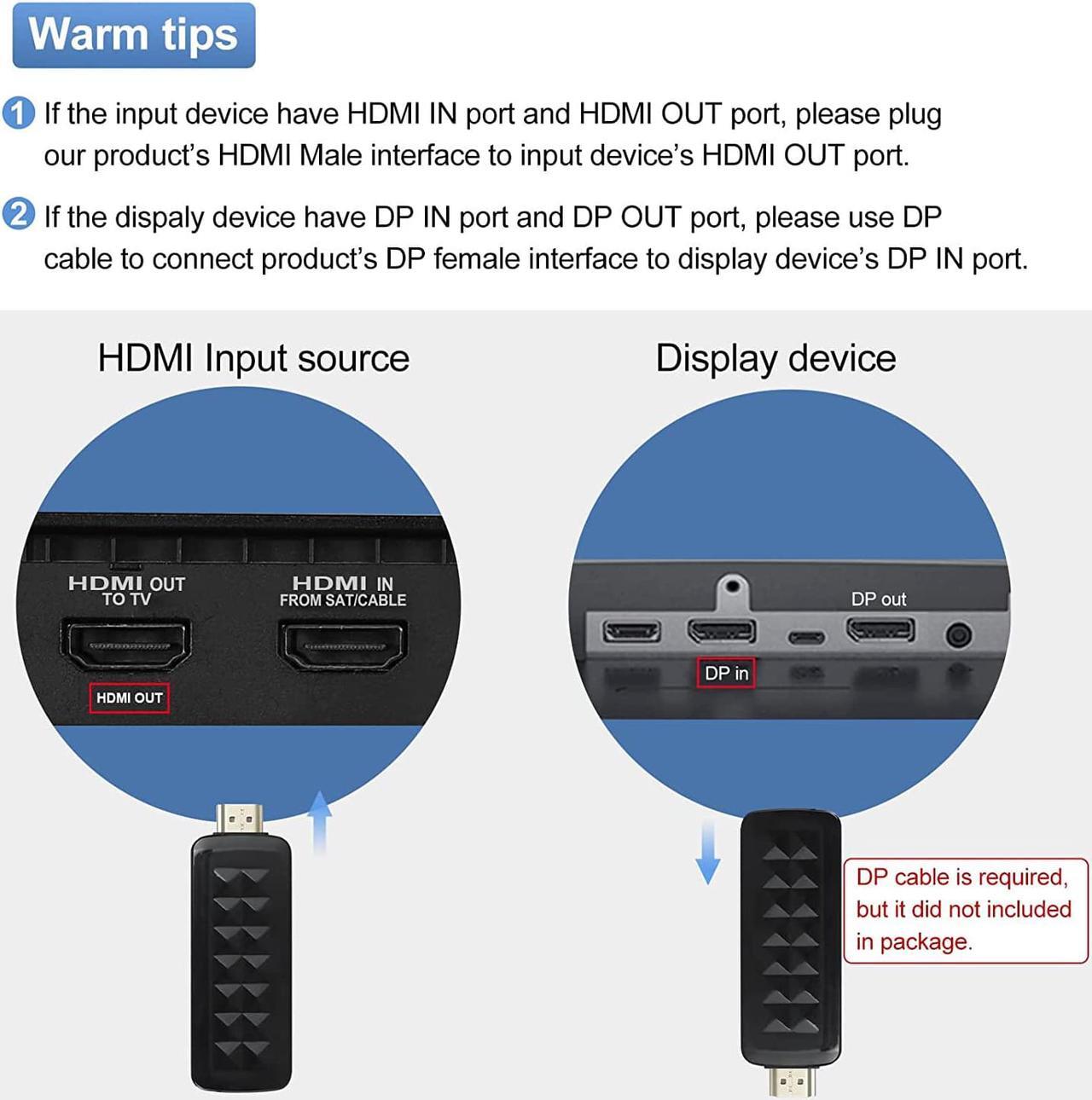 Alt view image 6 of 7 - Jansicotek 4K@60Hz HDMI to DisplayPort Adapter/Converter, Male to Female HDMI to DP Adaptor for Monitor, Support HDMI2.0 HDCP2.2, Compatible with , PS5, NS, Mac Mini(OZHD2)