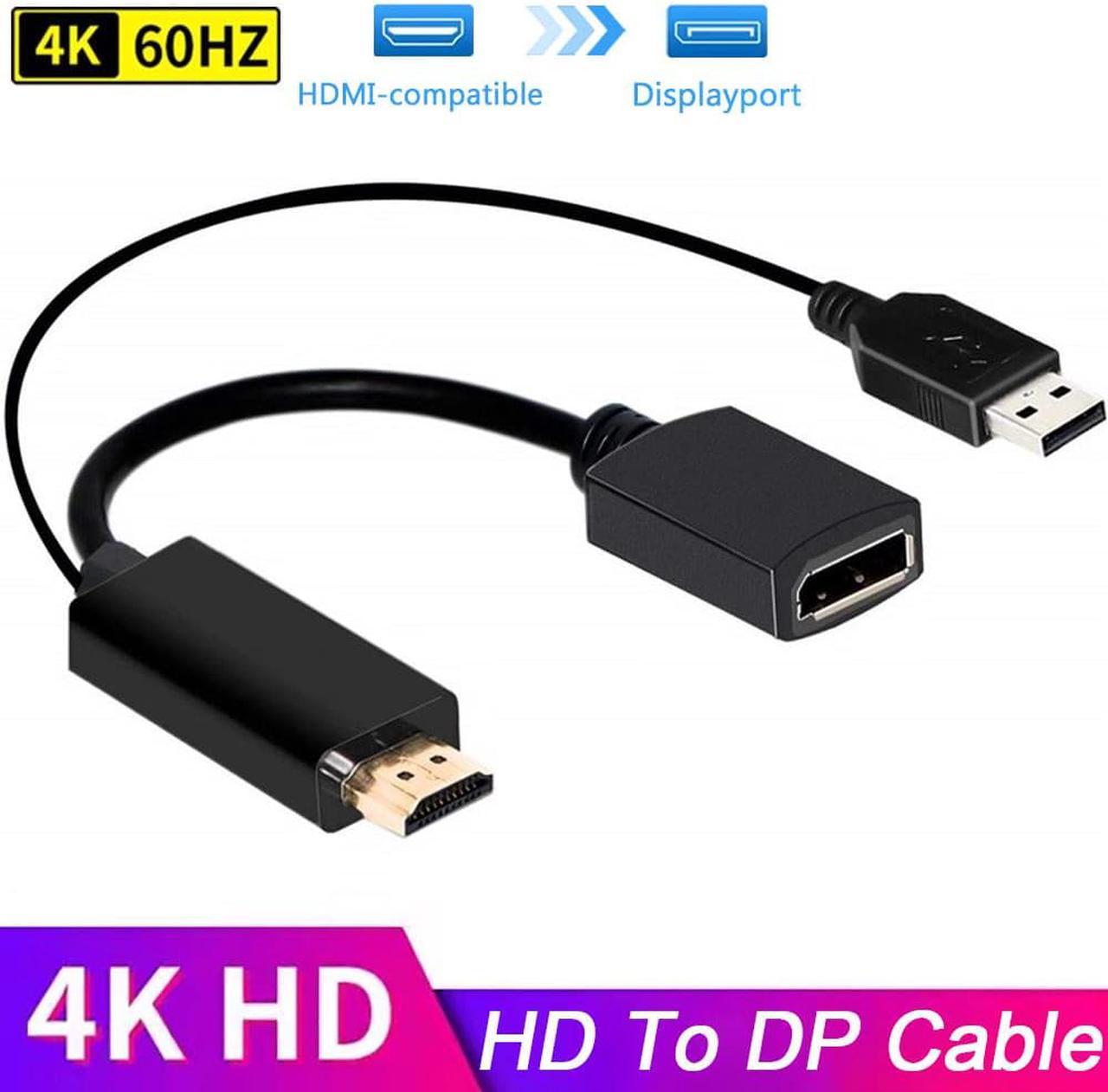 Jansicotek4K@60Hz HDMI to DisplayPort Adapter, Active HDMI 2.0 Male to DisplayPort 1.4 Female Converter with USB Power, HDMI Output to DP Input Adapter for Monitor, Xbox One, PS4, Mac Mini