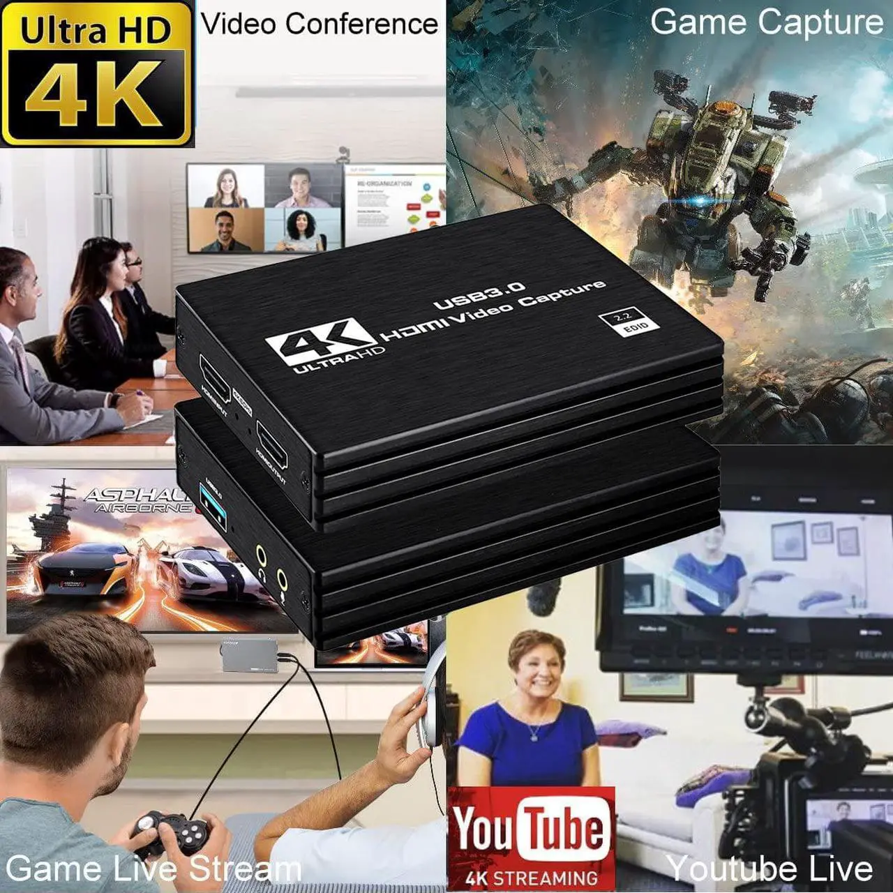 Alt view image 7 of 7 - 4K 60Hz Video Capture Cards, 4K HDMI Capture Card USB 3.0, Game Capture Card Nintendo Switch,1080P 60FPS Capture Device for Streaming,Recording on PS4 PS5 X box Twitch PC, Windows Mac Linux Compatible