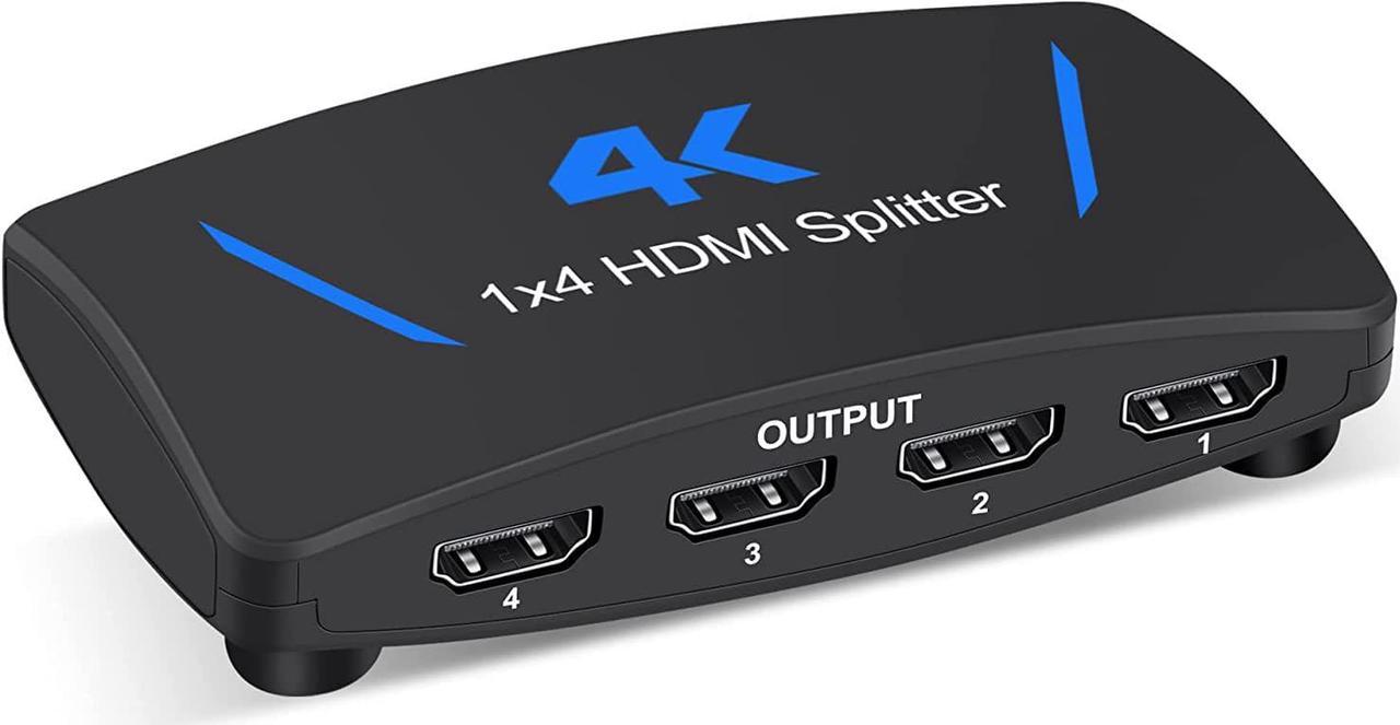 1x4 HDMI Splitter,Jansicotek 1 in 4 Out HDMI Splitter Audio Video Distributor Box Support Full HD 3D & 4K x 2K Compatible for Projector, HDTV, STB, DVD, PS3 Etc