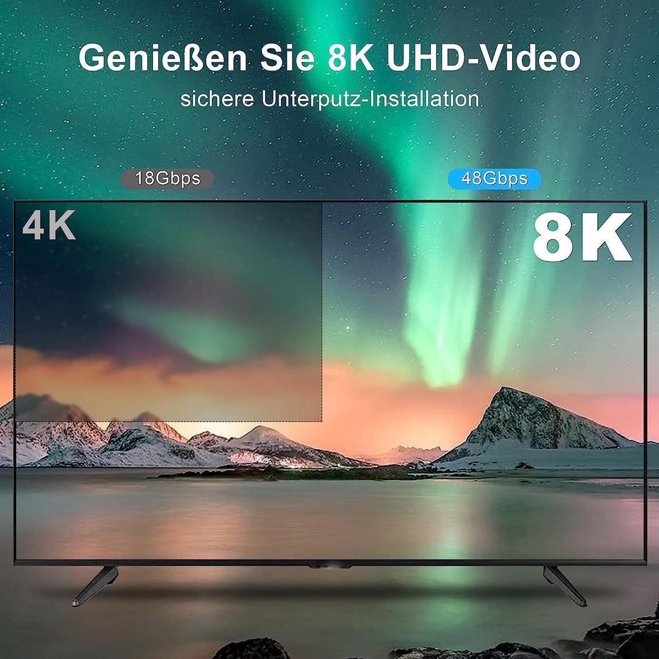 Alt view image 6 of 7 - 164FT HDMI 2.1 8K Fiber Optic Cable 8K@60Hz 4K@120Hz Dynamic HDR/eARC/HDCP 2.3 Slim Flexible Suitable for Laptop Monitor RTX 3080 3090 Xbox Series X PS5, (Black+Red)