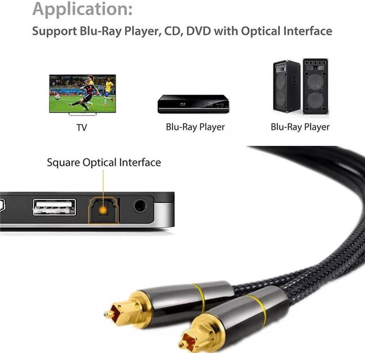Alt view image 4 of 7 - TOSLINK Cable, Optical Audio Cable Jansicotek 3 feet Fiber Optic Cable for soundbars (TOSLINK to TOSLINK, Digital S/PDIF Cable, Stereo Systems/amplifiers/amps, Home Cinema, Xbox One/PS5)