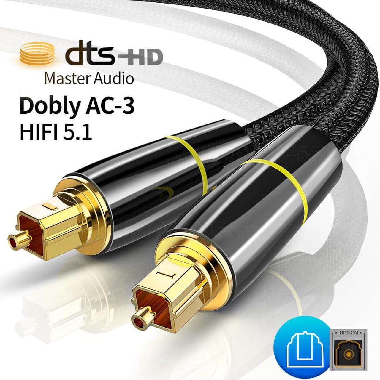 Jansicotek Digital Optical Audio Toslink Cable (6FT, Fiber Optic, Aluminum Shell, 24K Gold-Plated) - Compatible with Home Theatre, Sound Bar, TV, Xbox, Playstation PS5/PS4  Premium Series