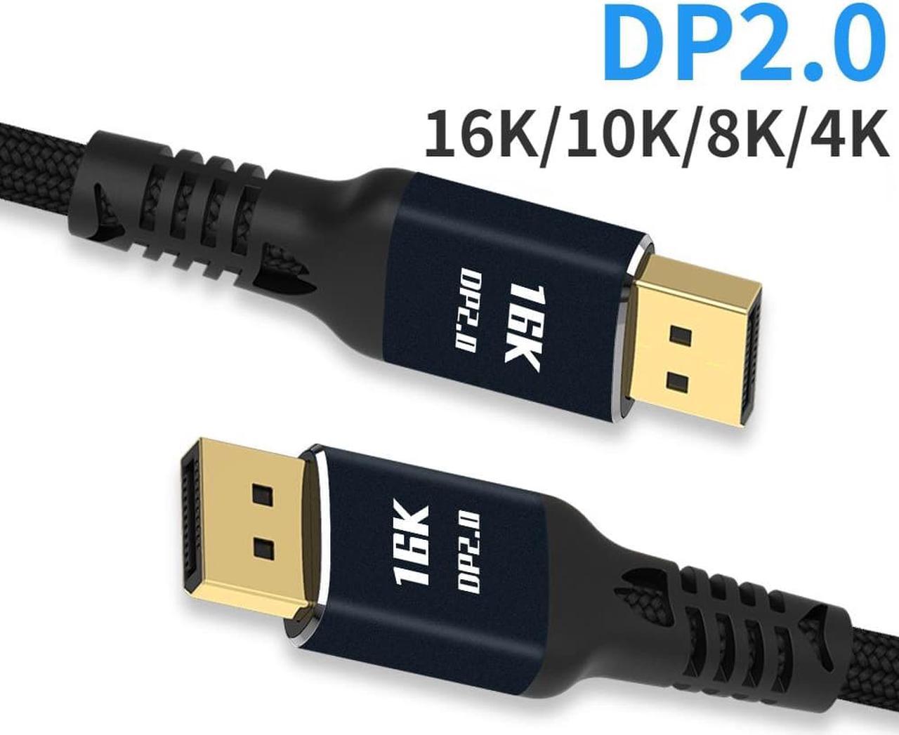 Jansicotek 16K DisplayPort to DisplayPort 2.0 Cable with 8K@60Hz, 16K@60Hz Video Resolution, and HDR Support, 10 Feet