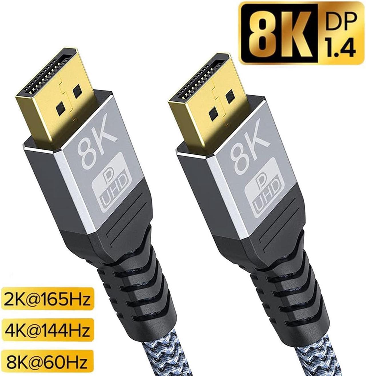 8K DisplayPort 1.4 Cable 3.3ft, 8K DP Cable 1.4 (8K@60Hz 4K@120Hz 165Hz 144Hz GSync/FreeSync) Video/Monitor Cable, Displayport to Display Port Cord Braided