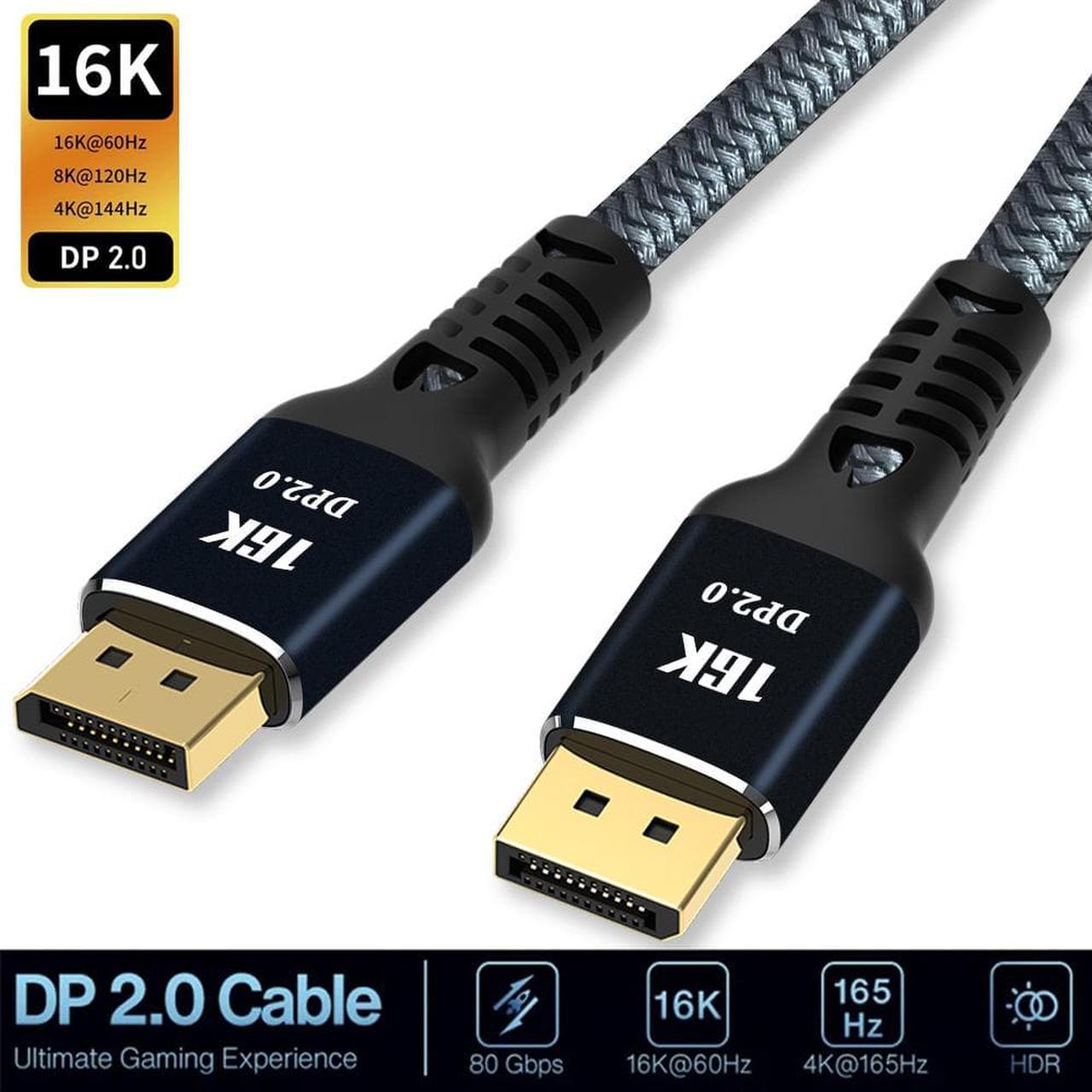 16K DisplayPort Cable 2.0 3.3FT, Jansicotek Display Port Cable 144hz,Ultra High Speed 80Gbps, DP Cable 16K@60hz, 8K@60Hz, 4k@165hz, HDR, HBR3 Display Port Cord for Laptop/PC/TV/Gaming Monitor