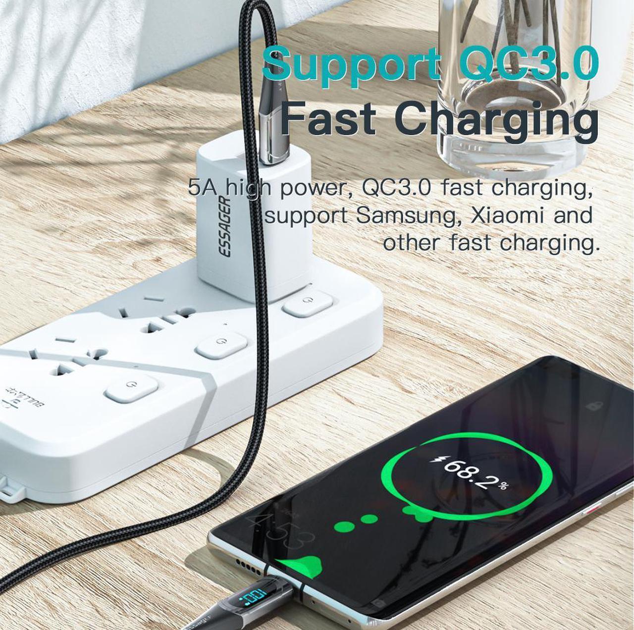 Alt view image 5 of 7 - Jansicotek 100W USB C to USB C Cable with LED Display,USB C Cable (3.3FT, 1-PACK),USB C Charger Cable Fast Charging,PD USB C Cord for Samsung Galaxy iPad MacBook Pixel