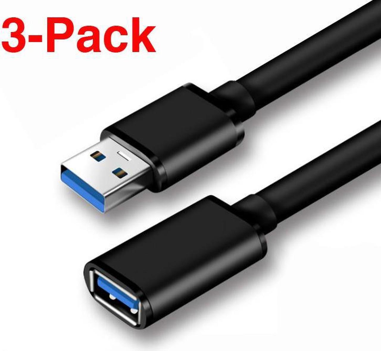 Jansicotek USB 3.0 Extension Cable - A-Male to A-Female Adapter Cord - 1.6 Feet (3-Pack)