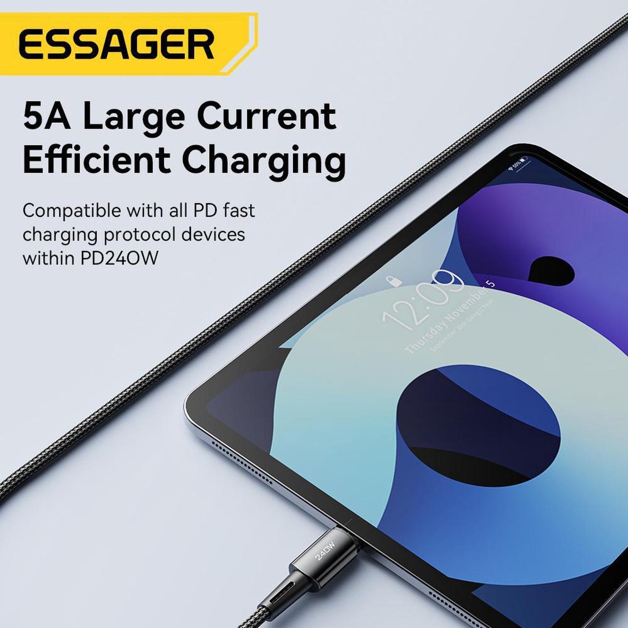 Alt view image 3 of 7 - 3.3ft 240W USB C to USB C Cable 1 Pack, Type C to Type-C Cable, USBC to USB-C Fast Charging Cable Compatible with MacBook Air/Pro, iPad Pro 12.9/11/Air, Samsung Galaxy S22/21