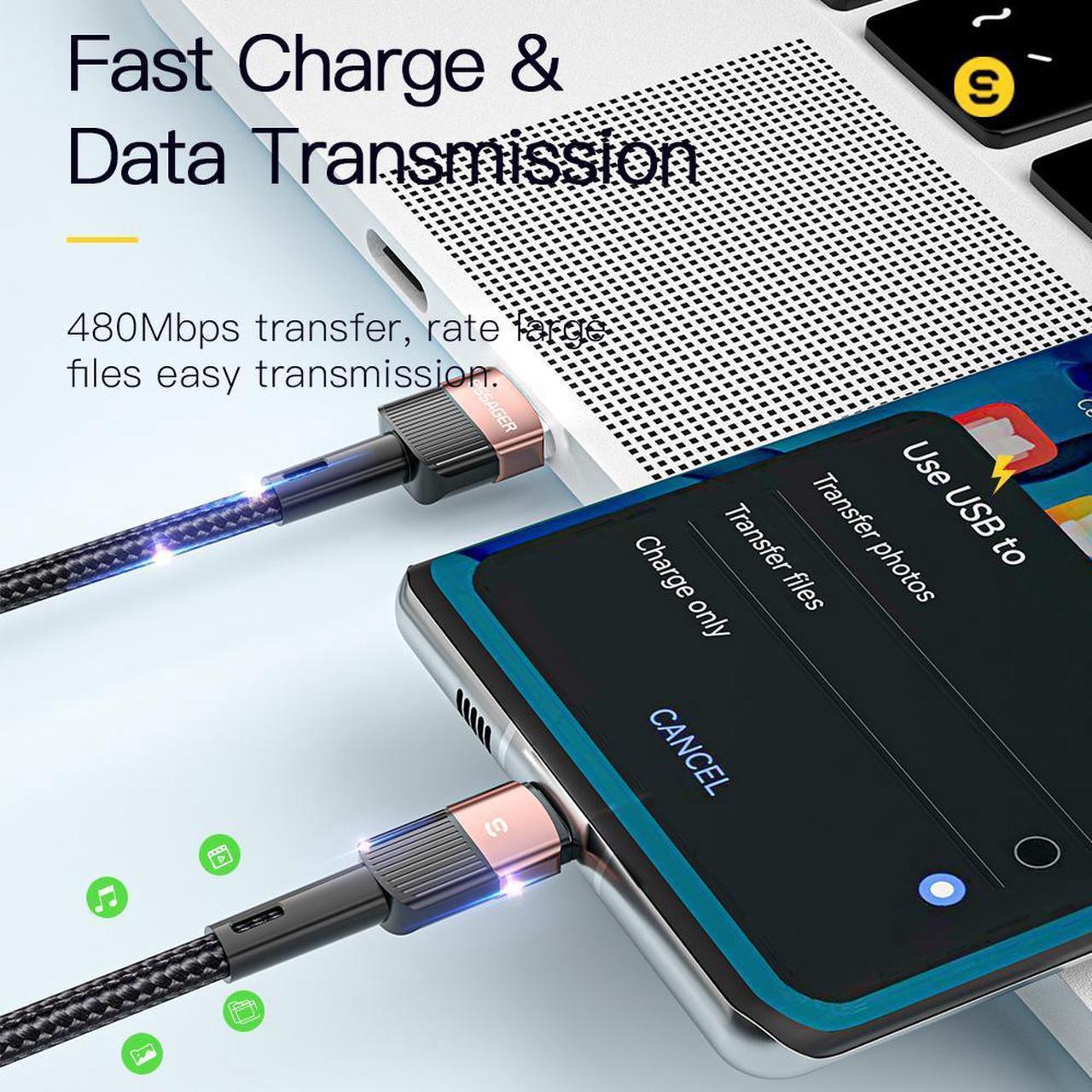 Alt view image 3 of 7 - USB Type C Cable Fast Charging [1-Pack 3.3ft], USB-A to USB-C Charging Cord Compatible with Samsung Galaxy S10 S9 S8 S20 S21 Plus A52 A21 A32 A11,Note 10 9 8, PS5 Controller
