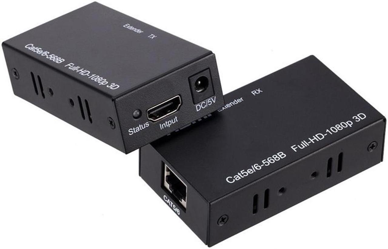 Jansicotek HDMI Extender Over Cat5e/6 1080P , HDMI Over Ethernet Extender 196ft/60m, 60 Meter HDMI Extender (Tx + Rx) Via Single RJ45 Cat6 Ethernet Cable Transmit